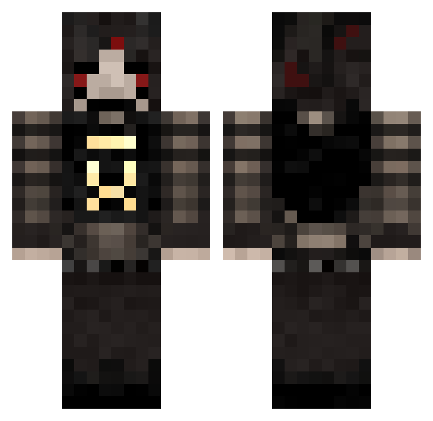 necrotising Minecraft skin, front and back view