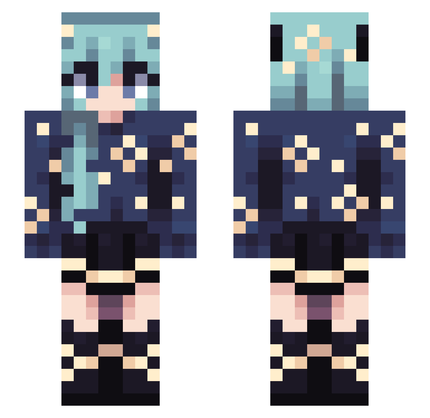 SweetLunaBean Minecraft skin, front and back view