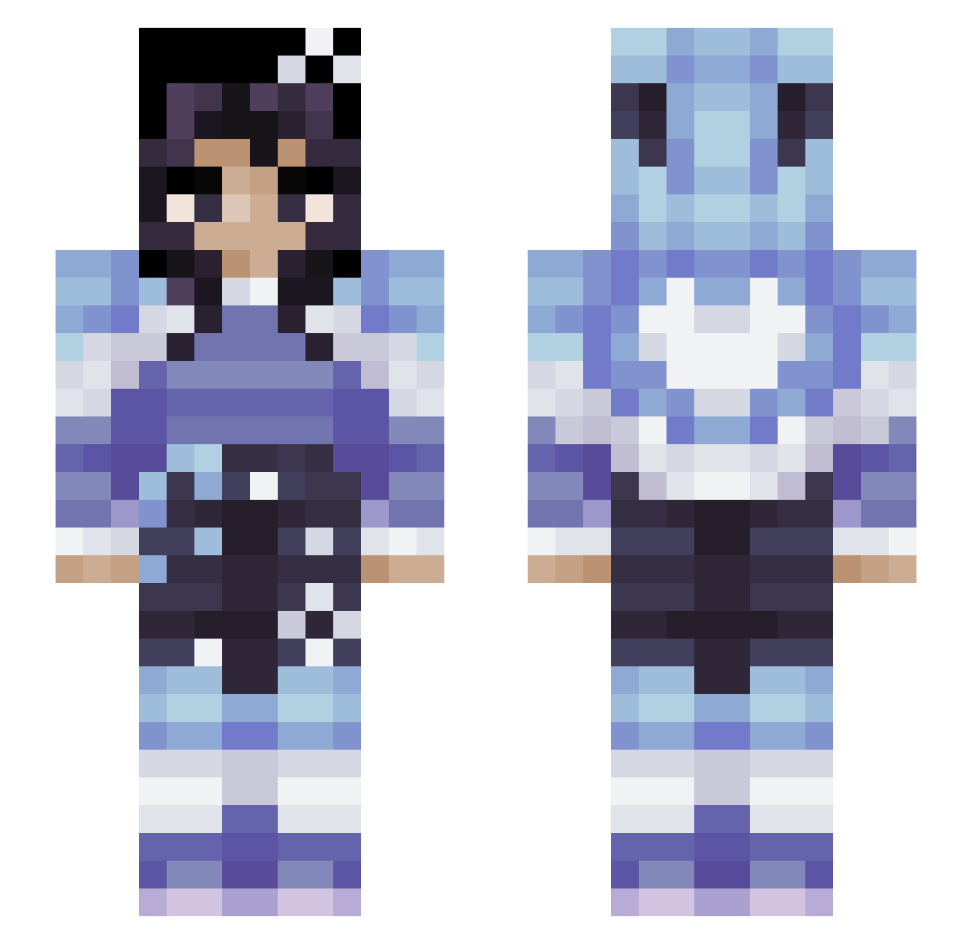aemilight Minecraft skin, front and back view