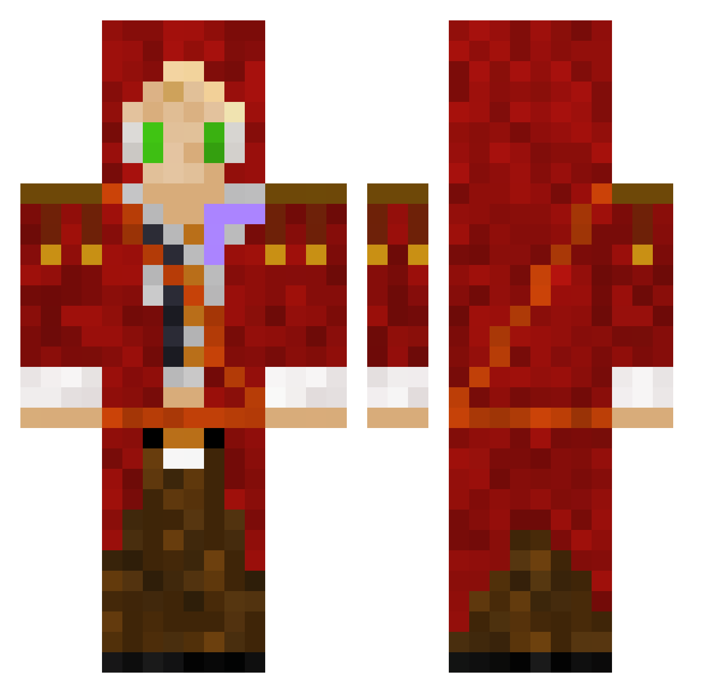 XeeWizard Minecraft skin, front and back view