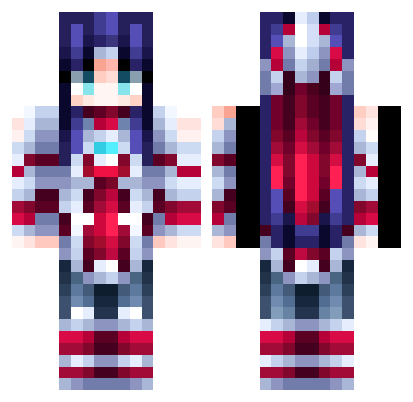 Apher Minecraft skin, front and back view