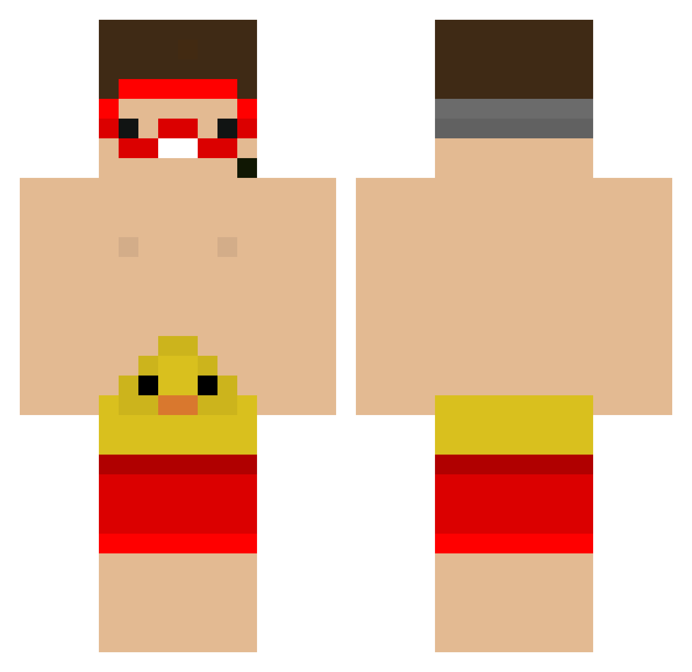 Visualizations Minecraft skin, front and back view