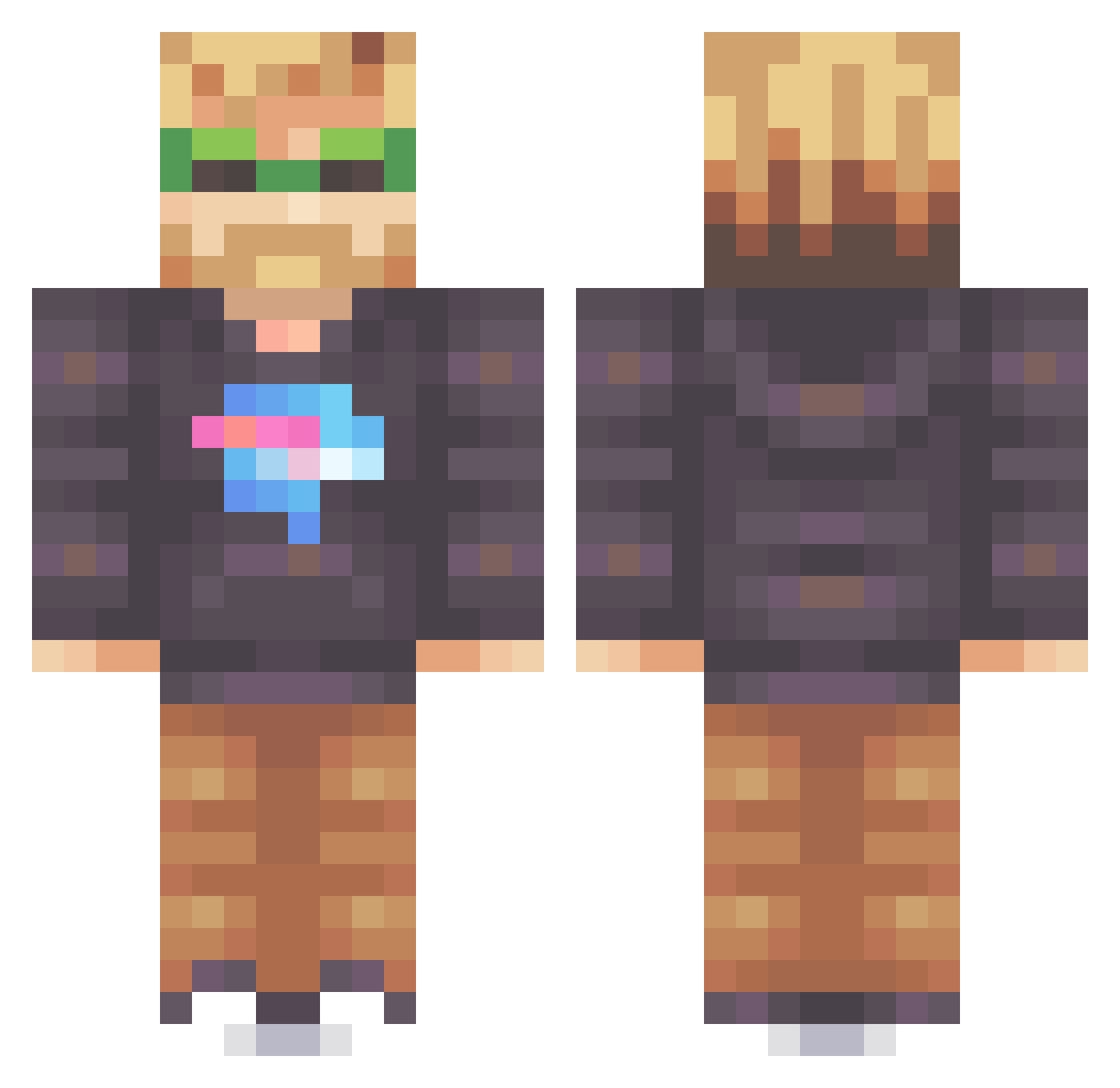 Fajllip Minecraft skin, front and back view