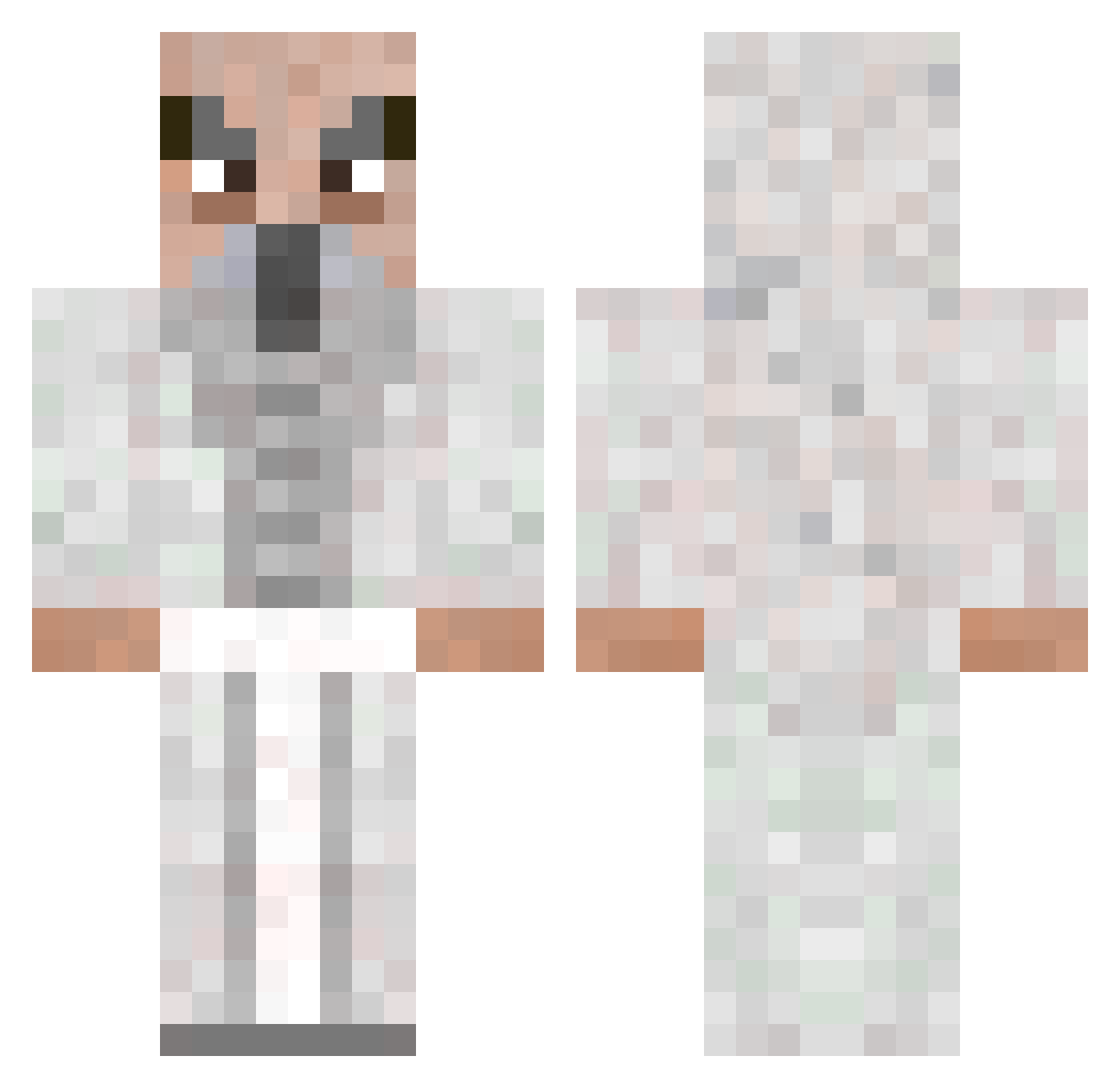 DrKingPing Minecraft skin, front and back view