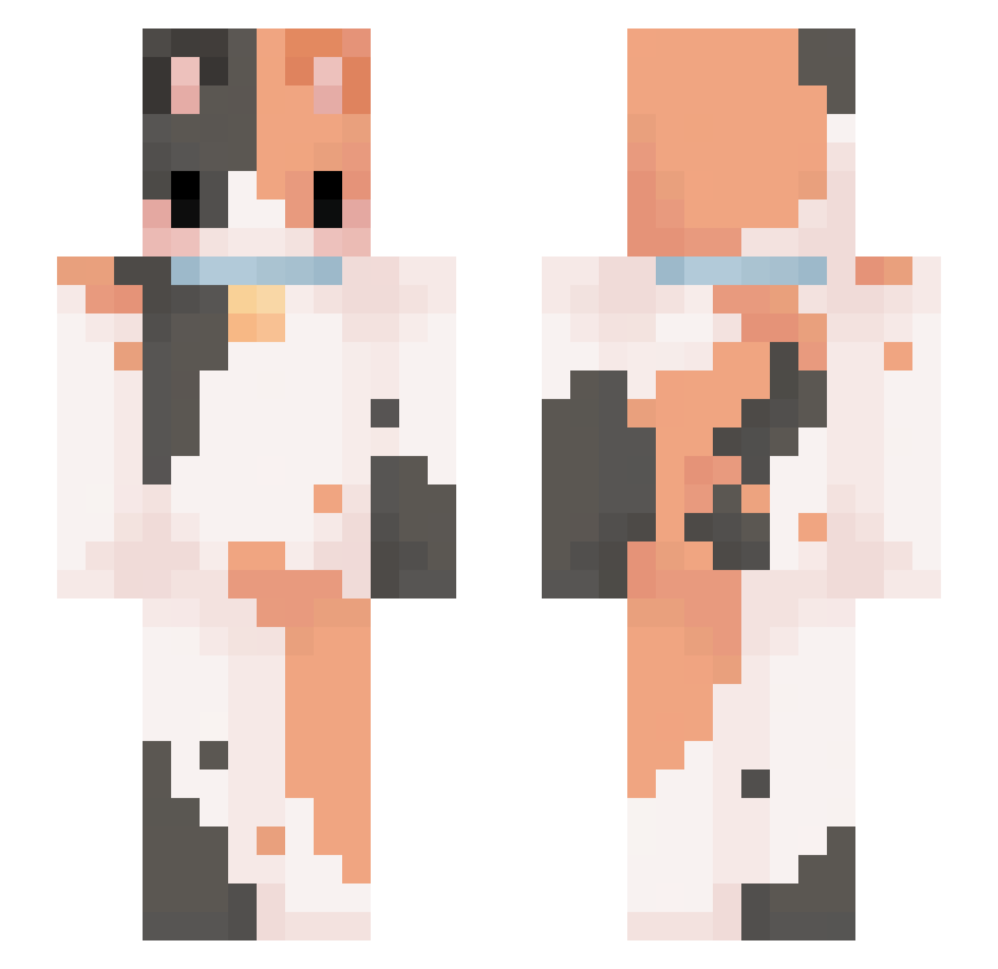 Internarial Minecraft skin, front and back view