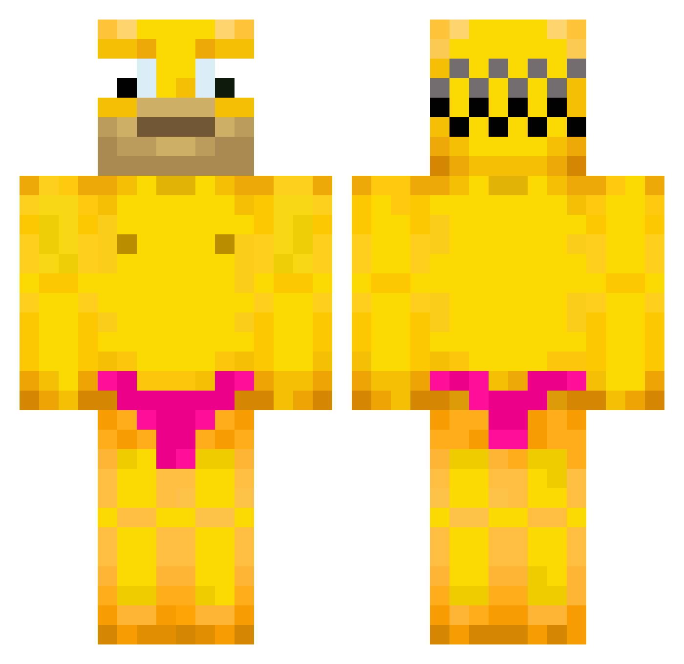 leonixelfacha Minecraft skin, front and back view