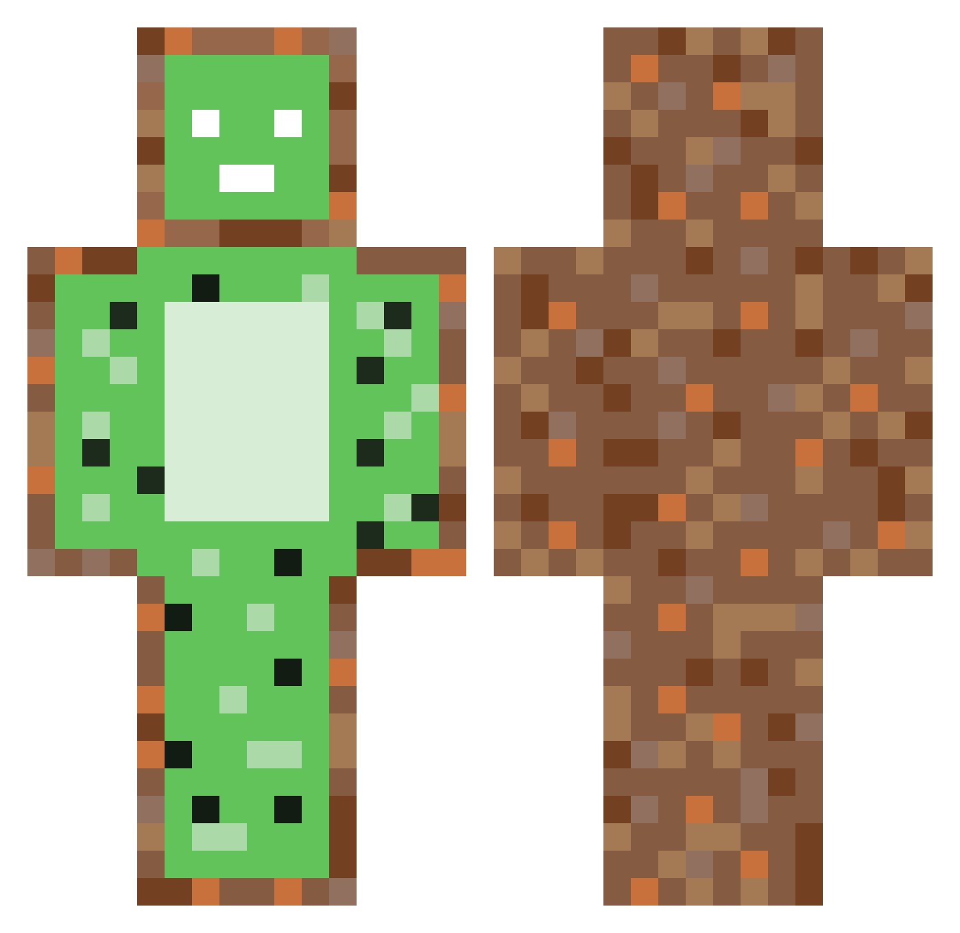 Precomposition Minecraft skin, front and back view