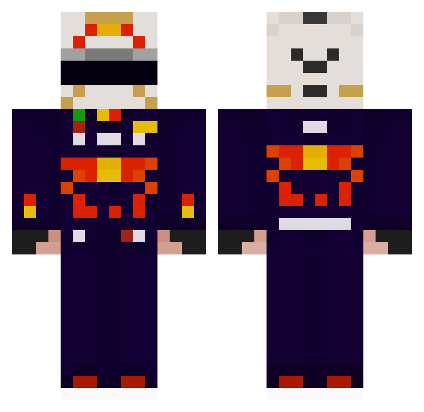 Pixover Minecraft skin, front and back view