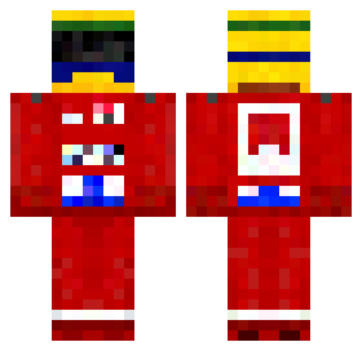 F1GTR Minecraft skin, front and back view