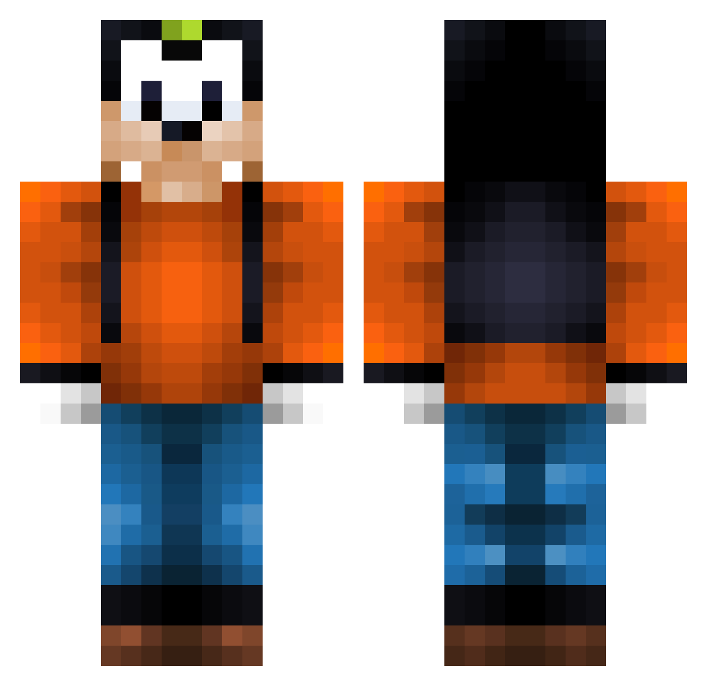 CharmanderOMG Minecraft skin, front and back view
