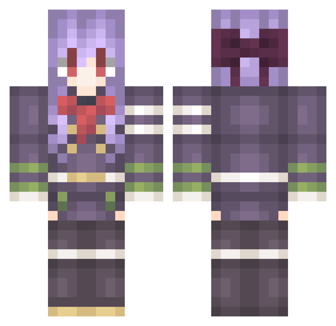 Hykuna Minecraft skin, front and back view