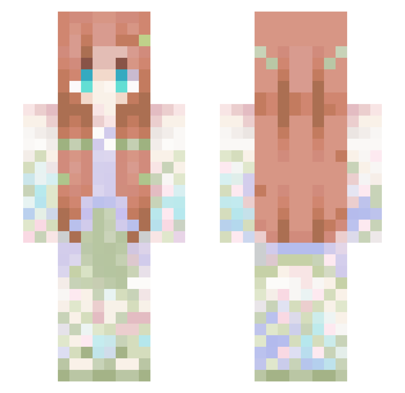 AelYs21 Minecraft skin, front and back view