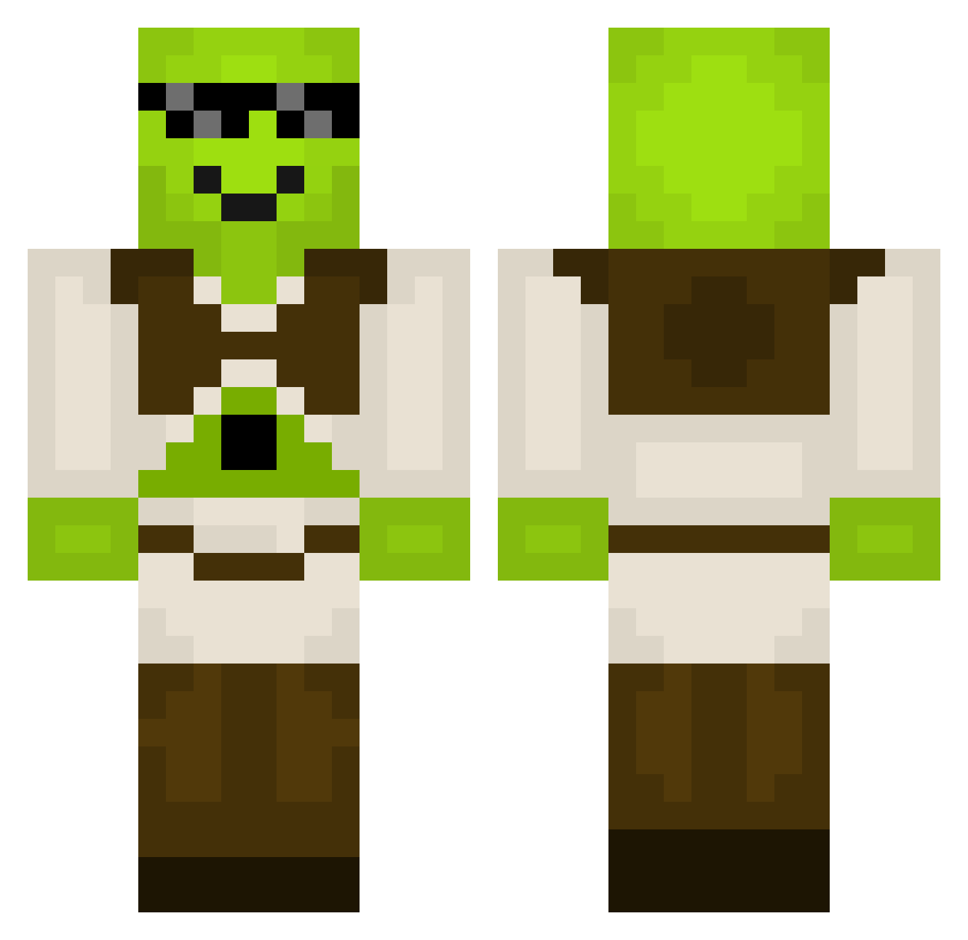 Bluebluf Minecraft skin, front and back view