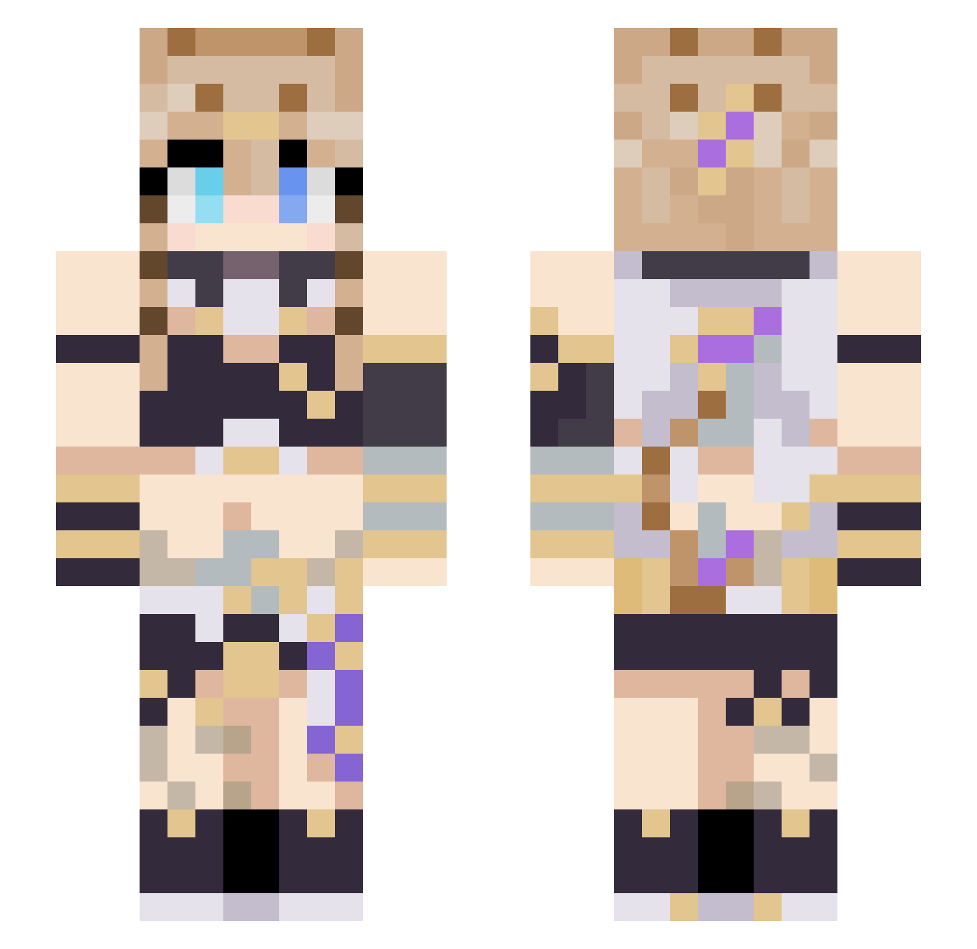 Midoes Minecraft skin, front and back view
