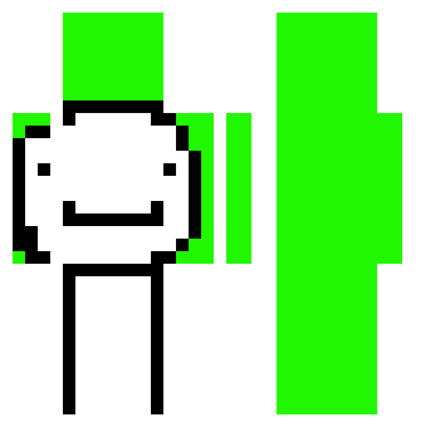 Dream202020 Minecraft skin, front and back view
