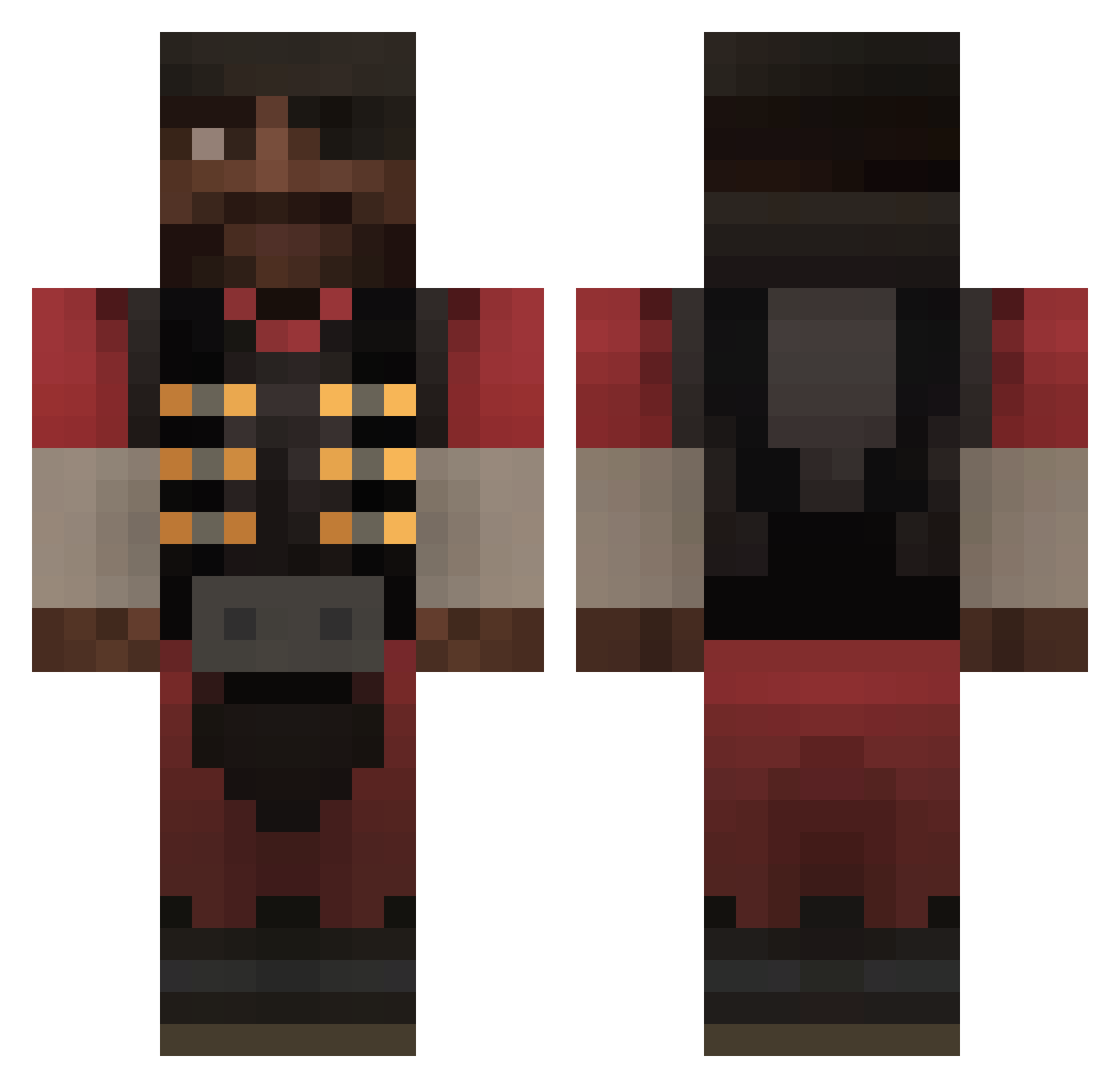 Tunyser Minecraft skin, front and back view