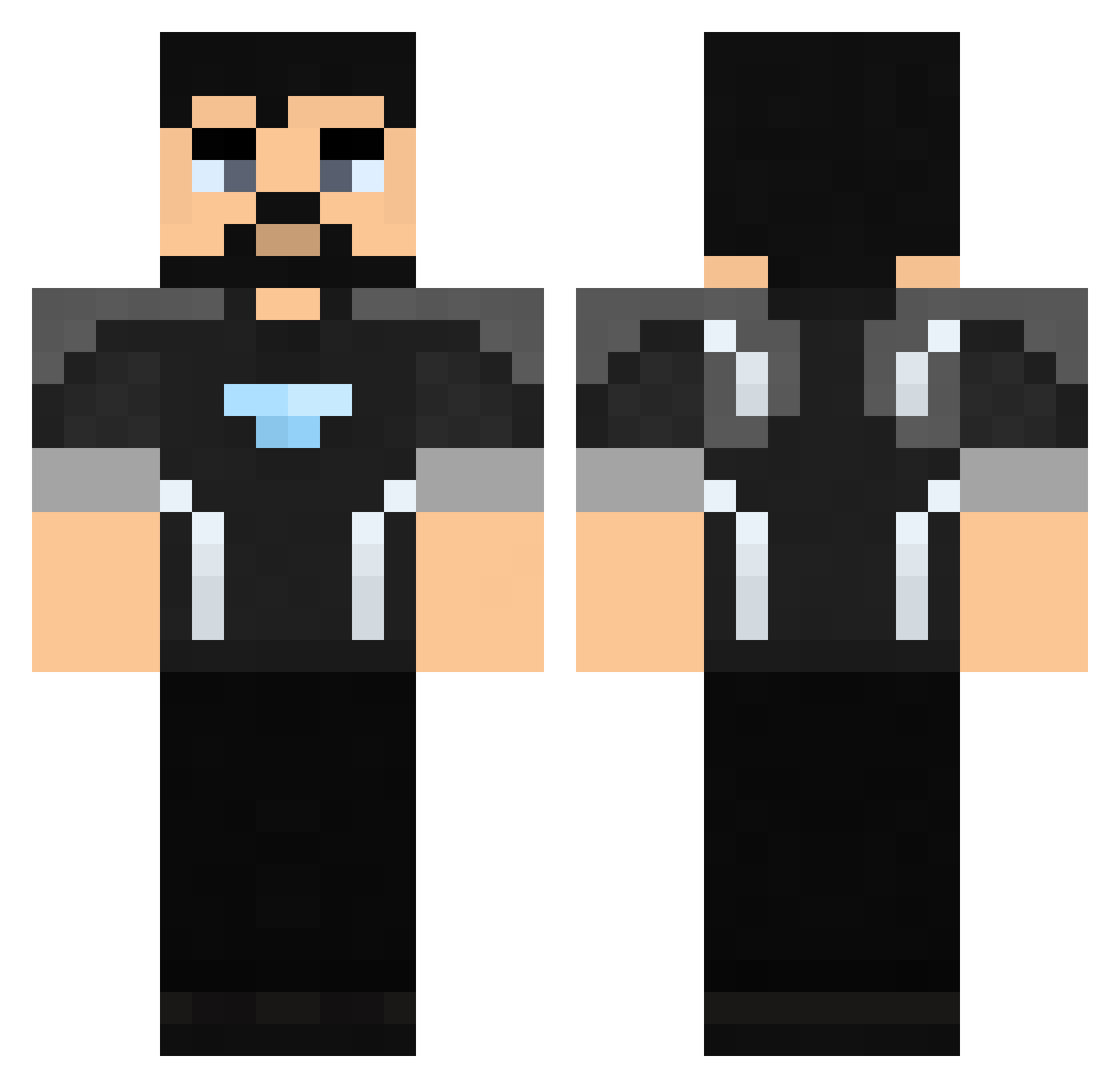 Decadezs Minecraft skin, front and back view
