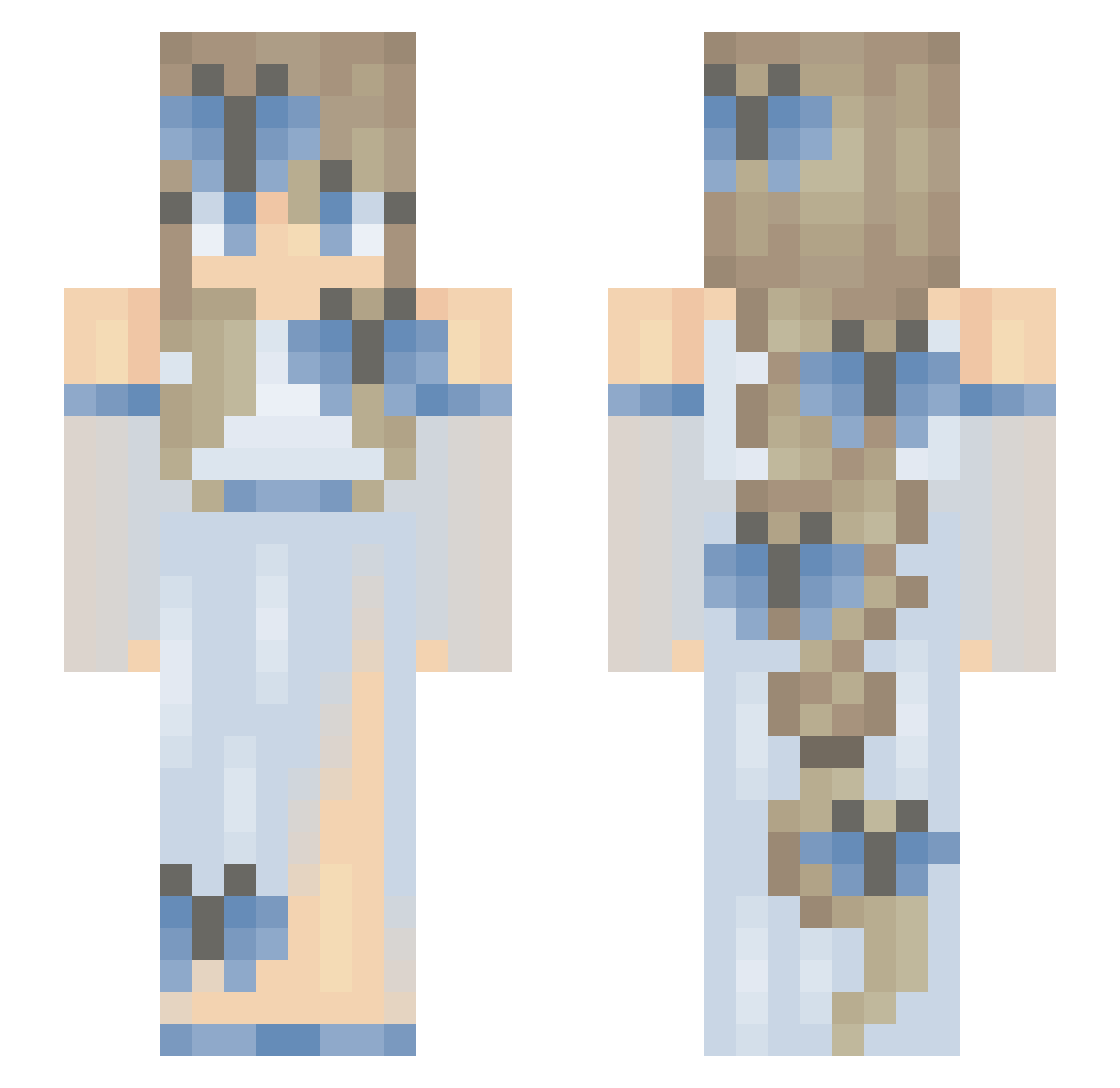 semidark Minecraft skin, front and back view