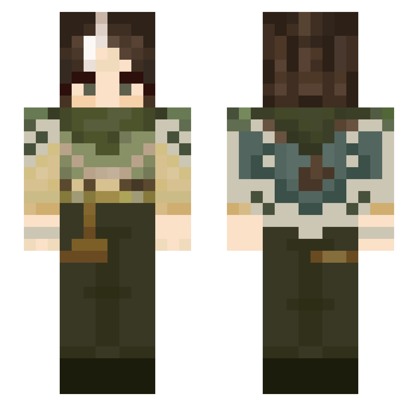 AethereMp3 Minecraft skin, front and back view