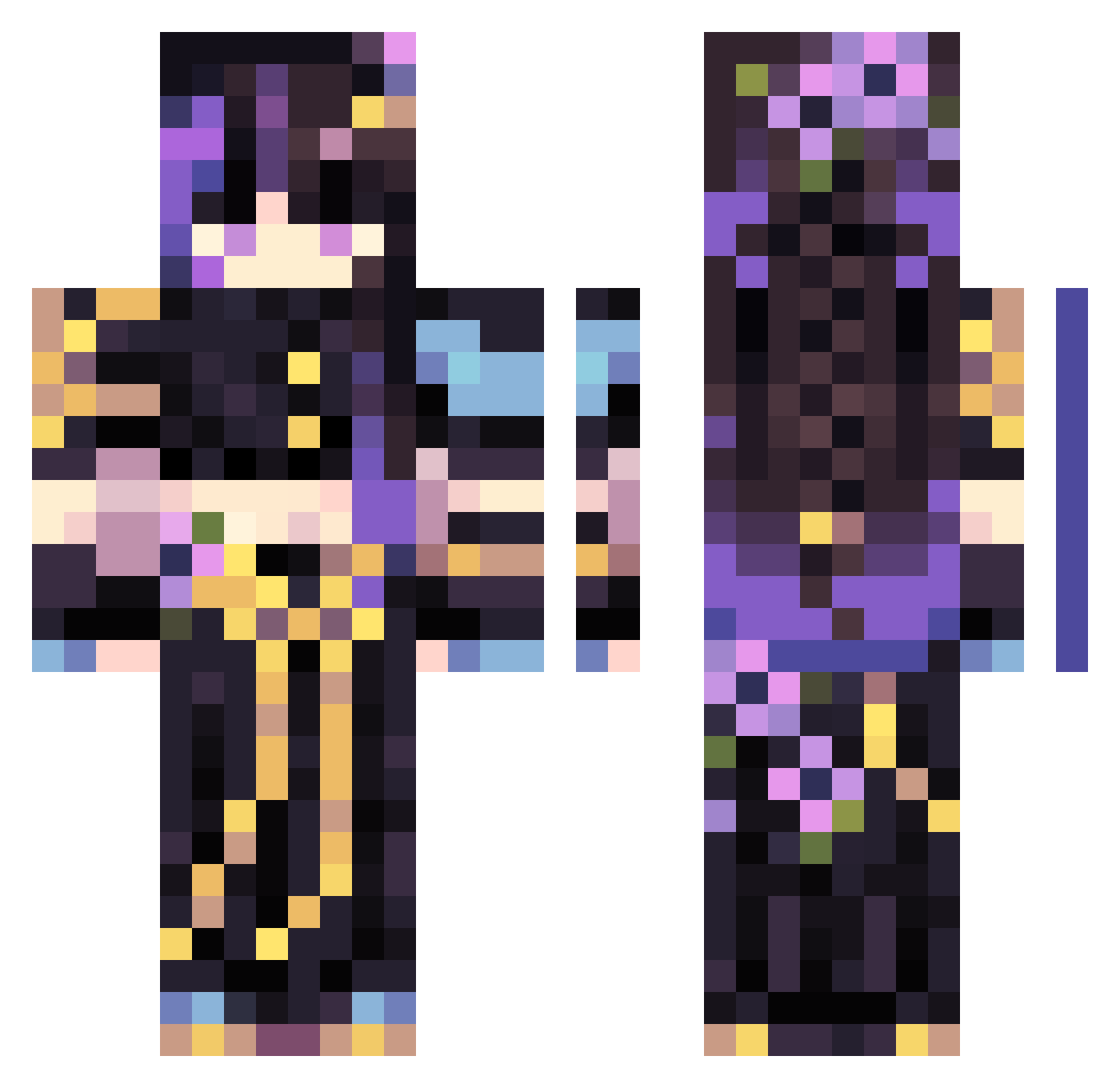 BenadrylFeen Minecraft skin, front and back view