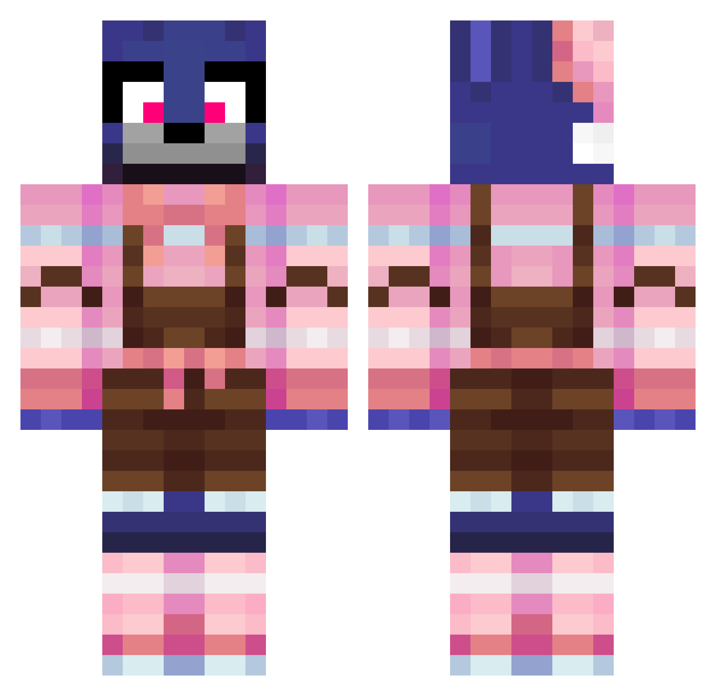 Pixalsoap Minecraft skin, front and back view