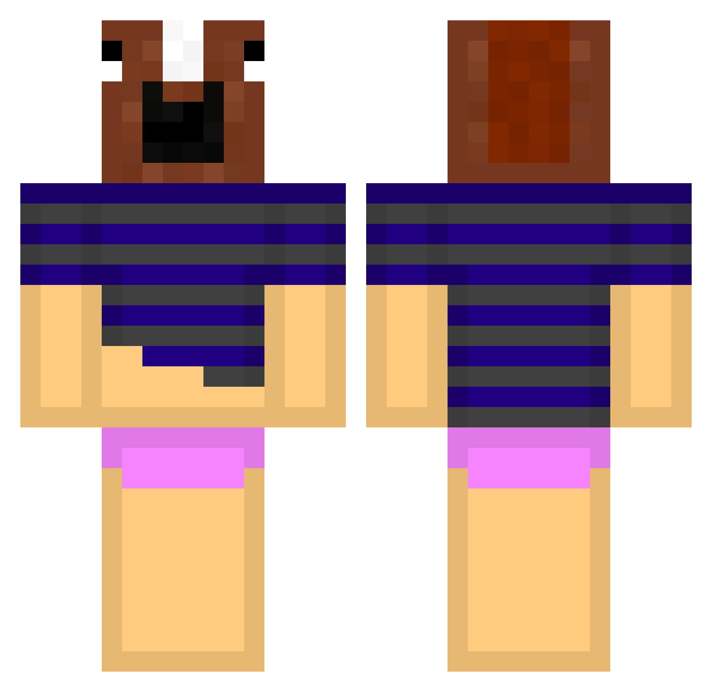msock Minecraft skin, front and back view