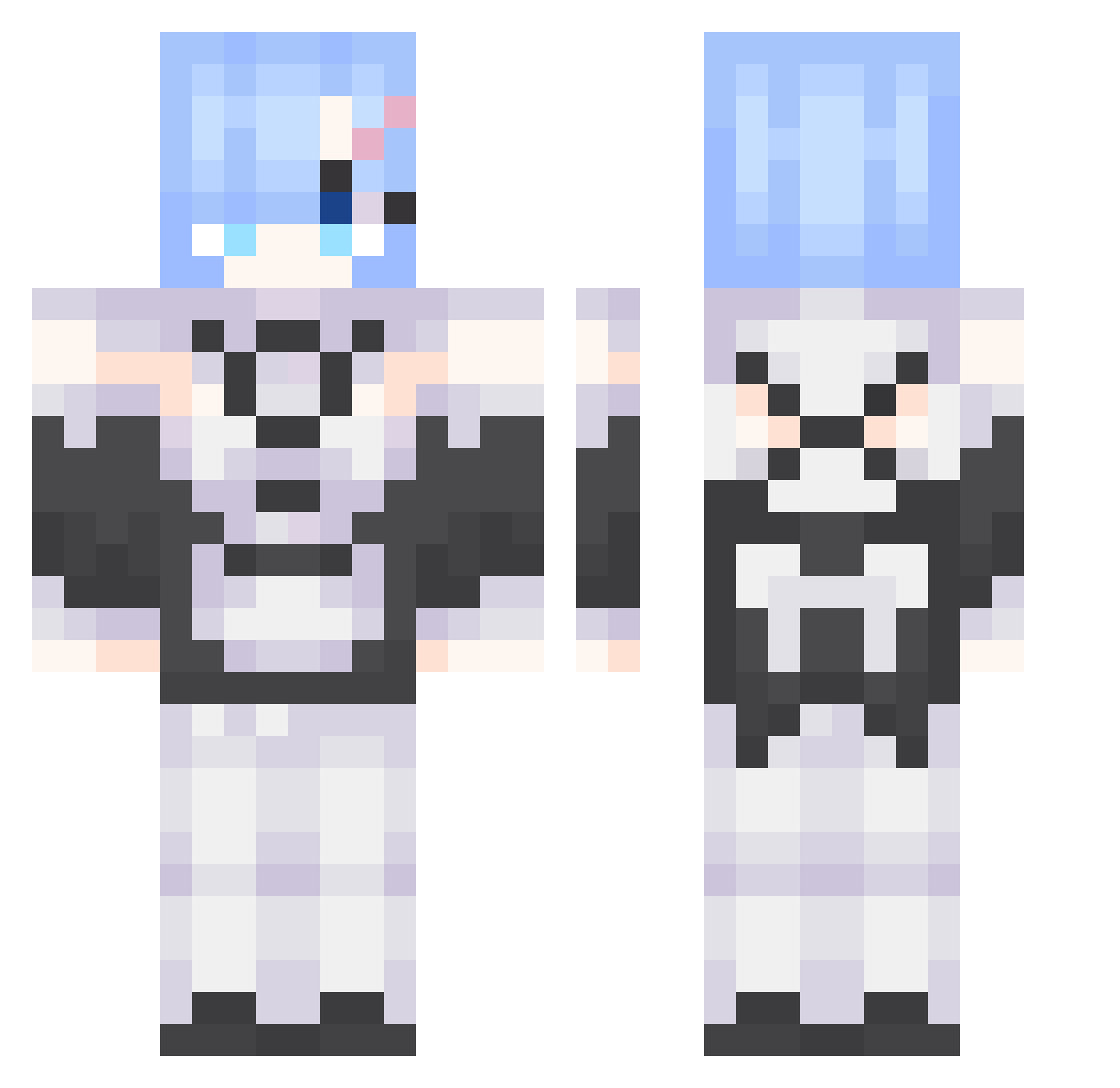 Flouum Minecraft skin, front and back view