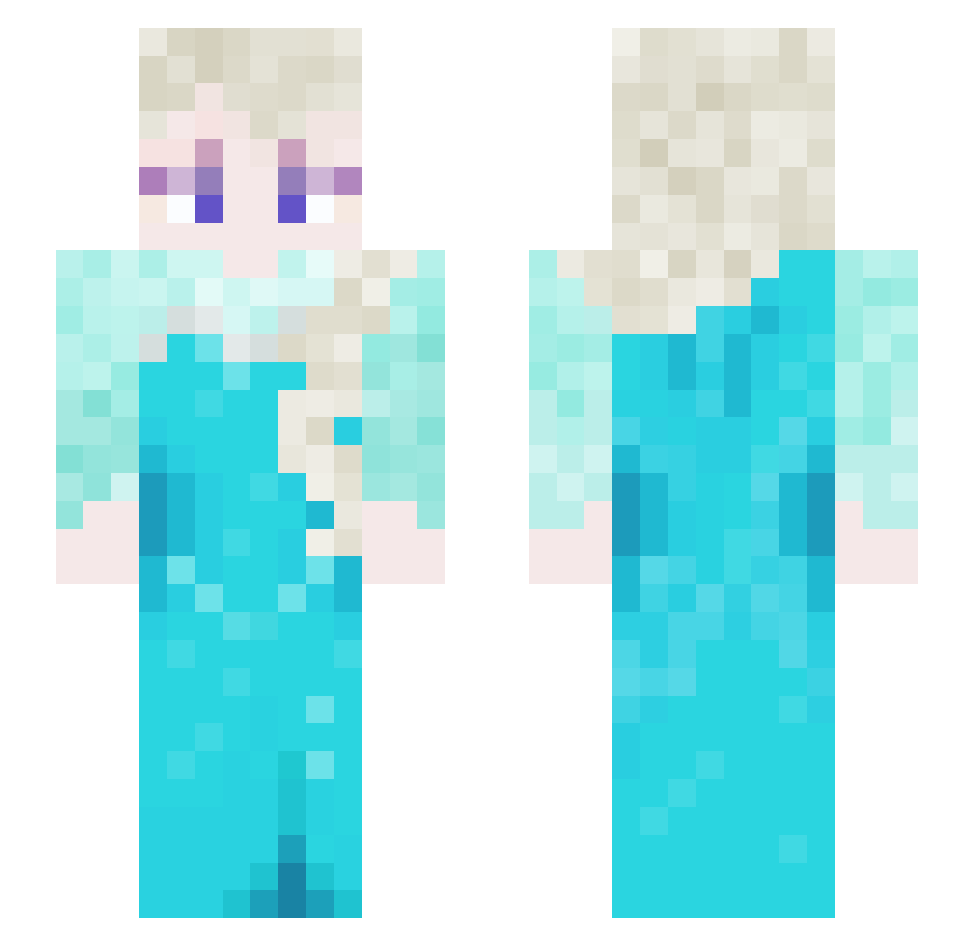 MissSkedss Minecraft skin, front and back view