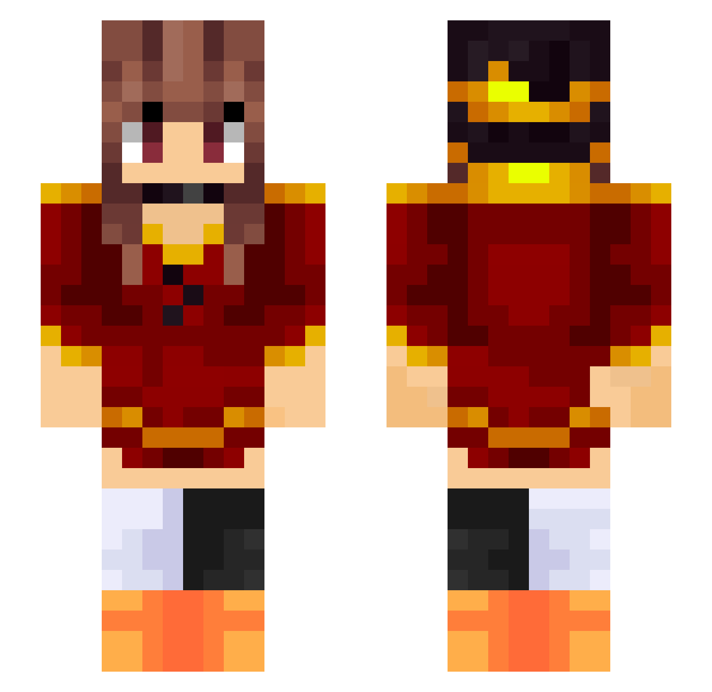 neverslain Minecraft skin, front and back view