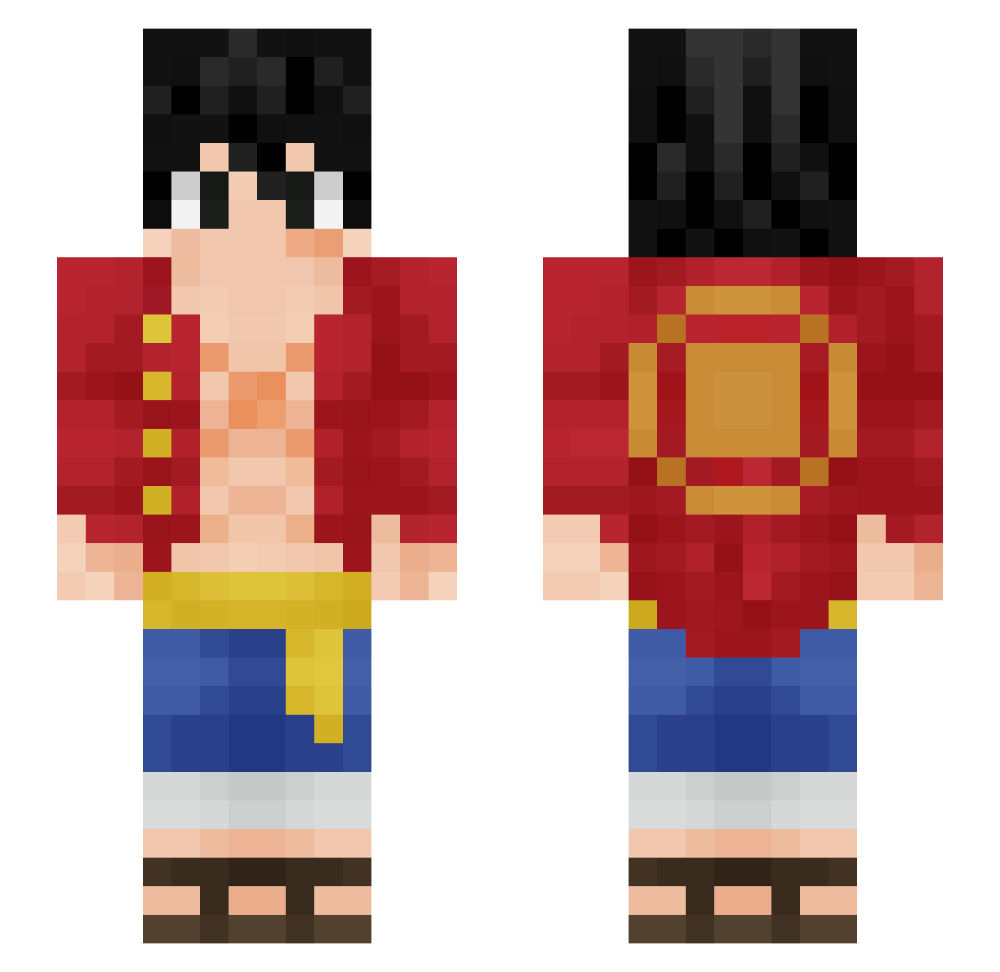Typecal Minecraft skin, front and back view