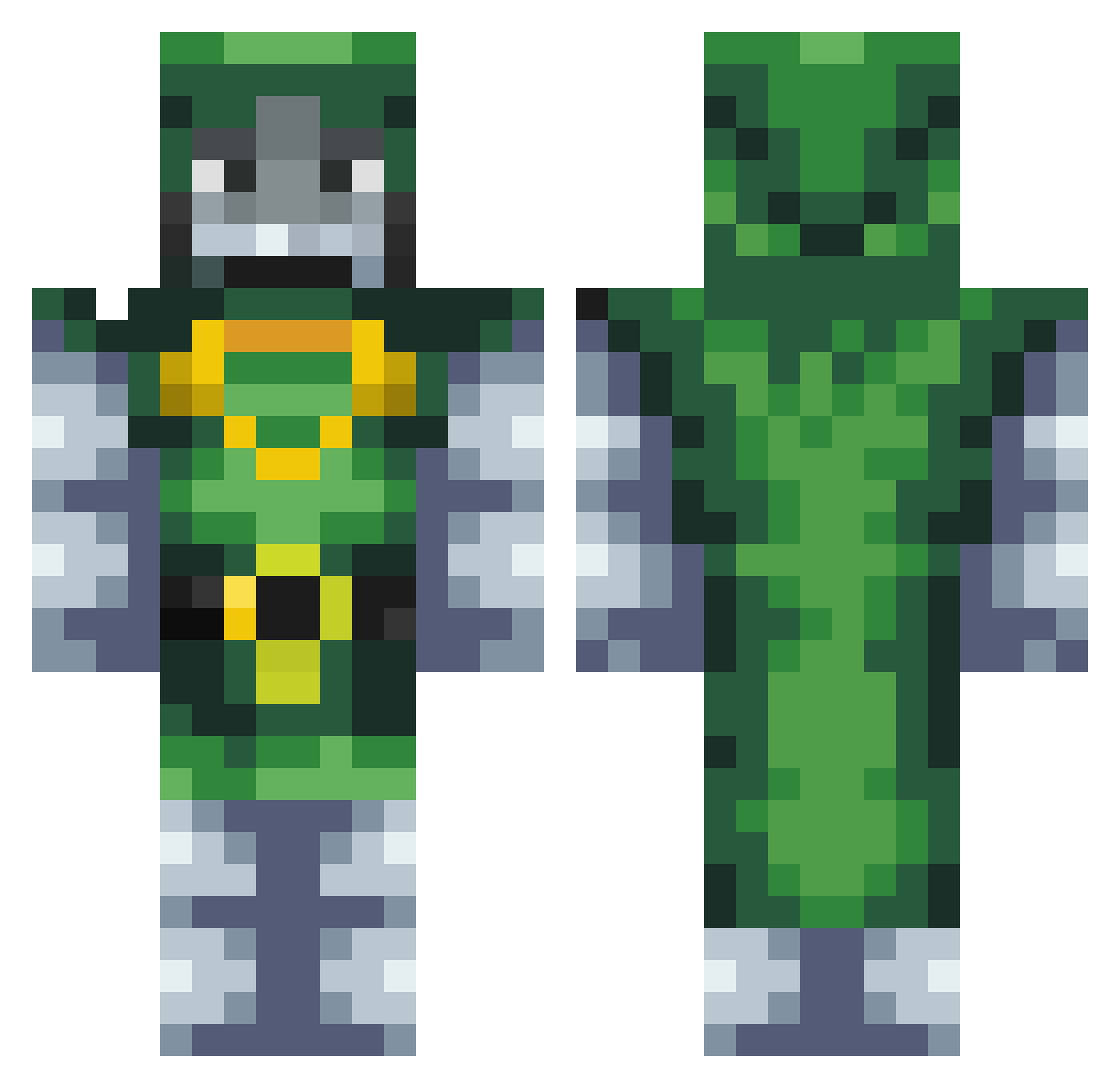 MineMenGangsters Minecraft skin, front and back view