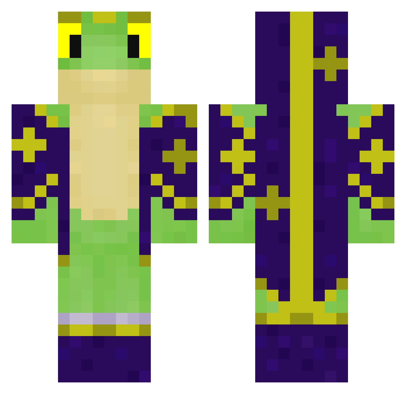 pauldrons Minecraft skin, front and back view