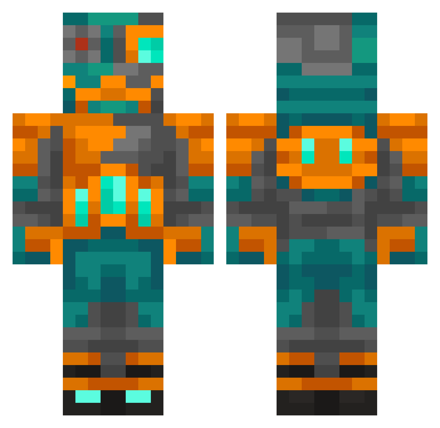 Ken4a Minecraft skin, front and back view