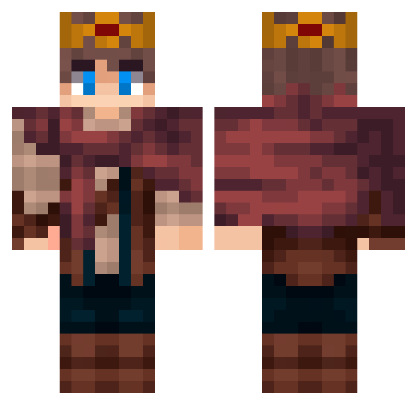 TethrasWarden Minecraft skin, front and back view