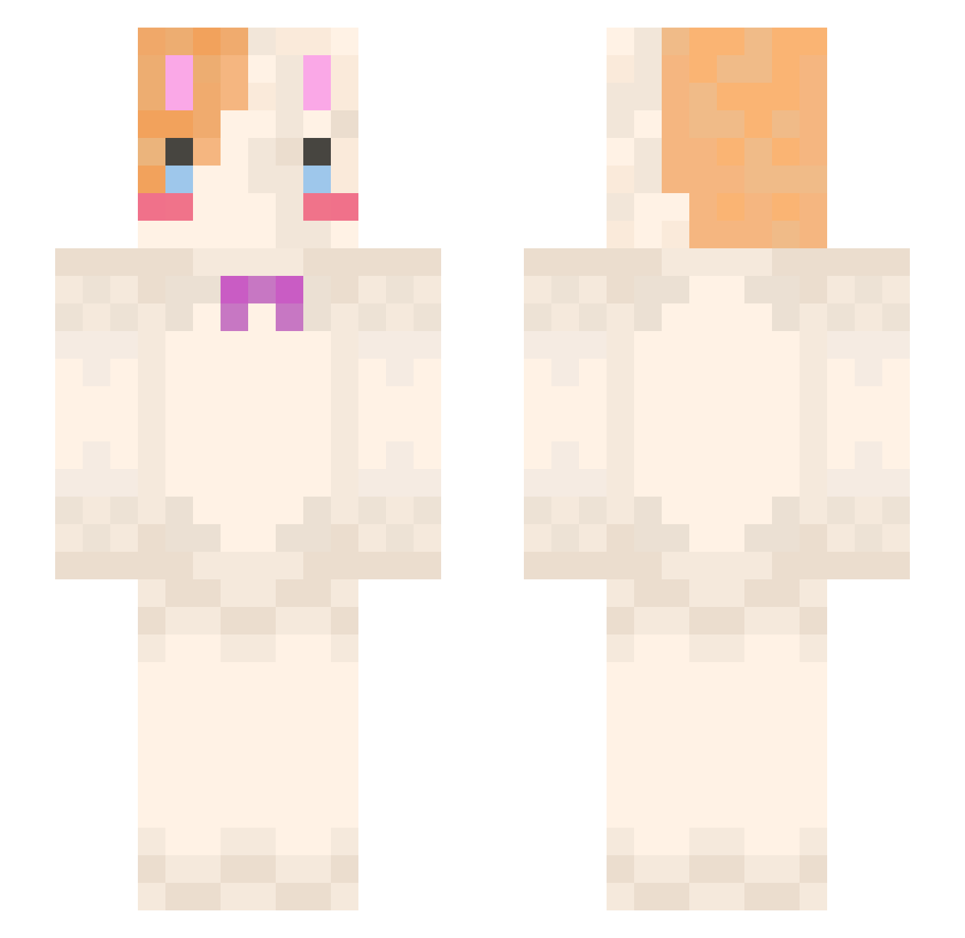 Rosuuu Minecraft skin, front and back view