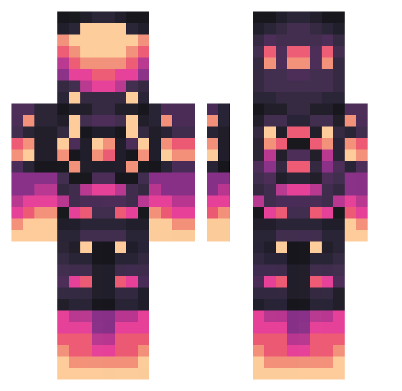 Insolo Minecraft skin, front and back view