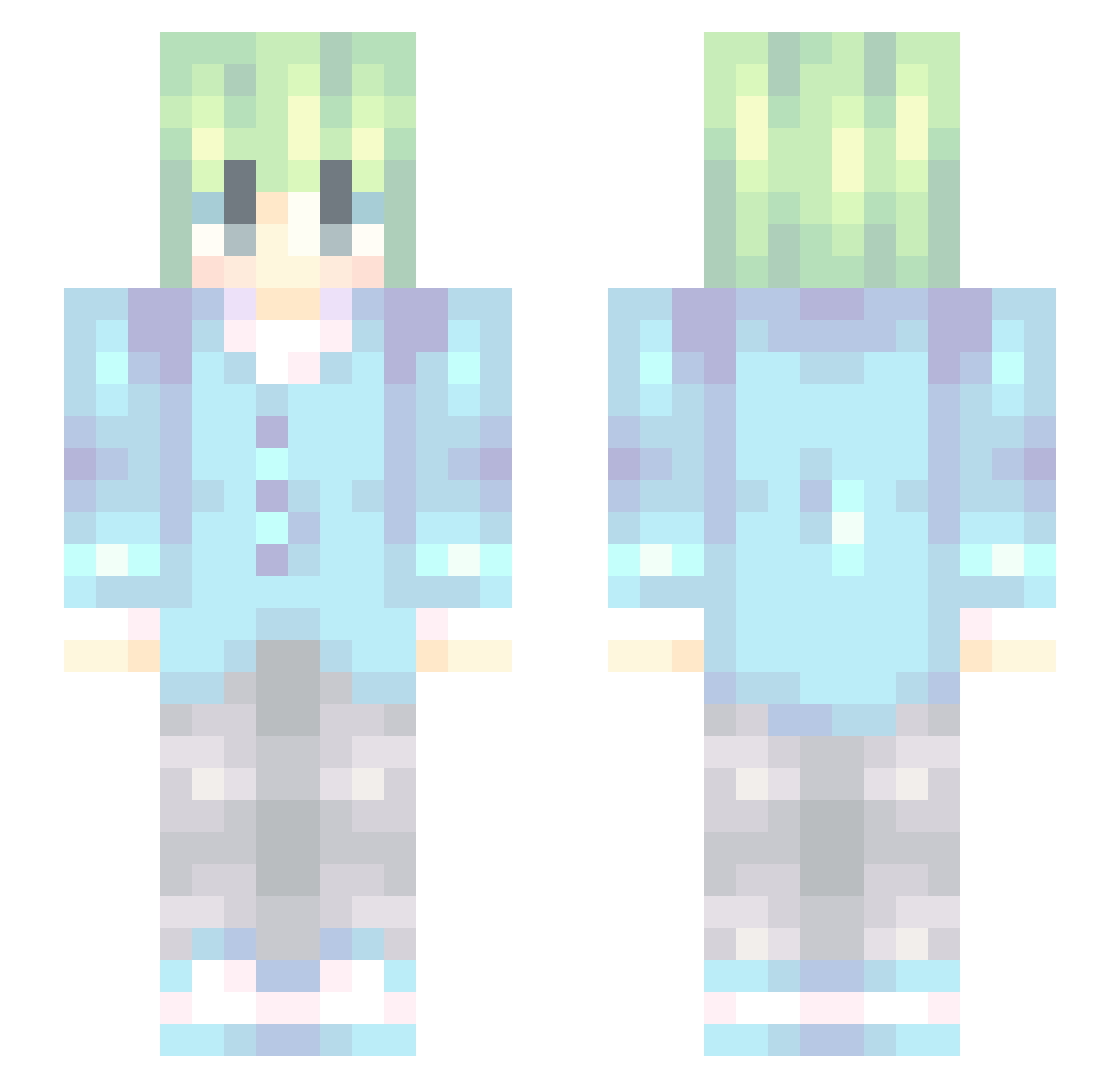 Wally Minecraft skin, front and back view