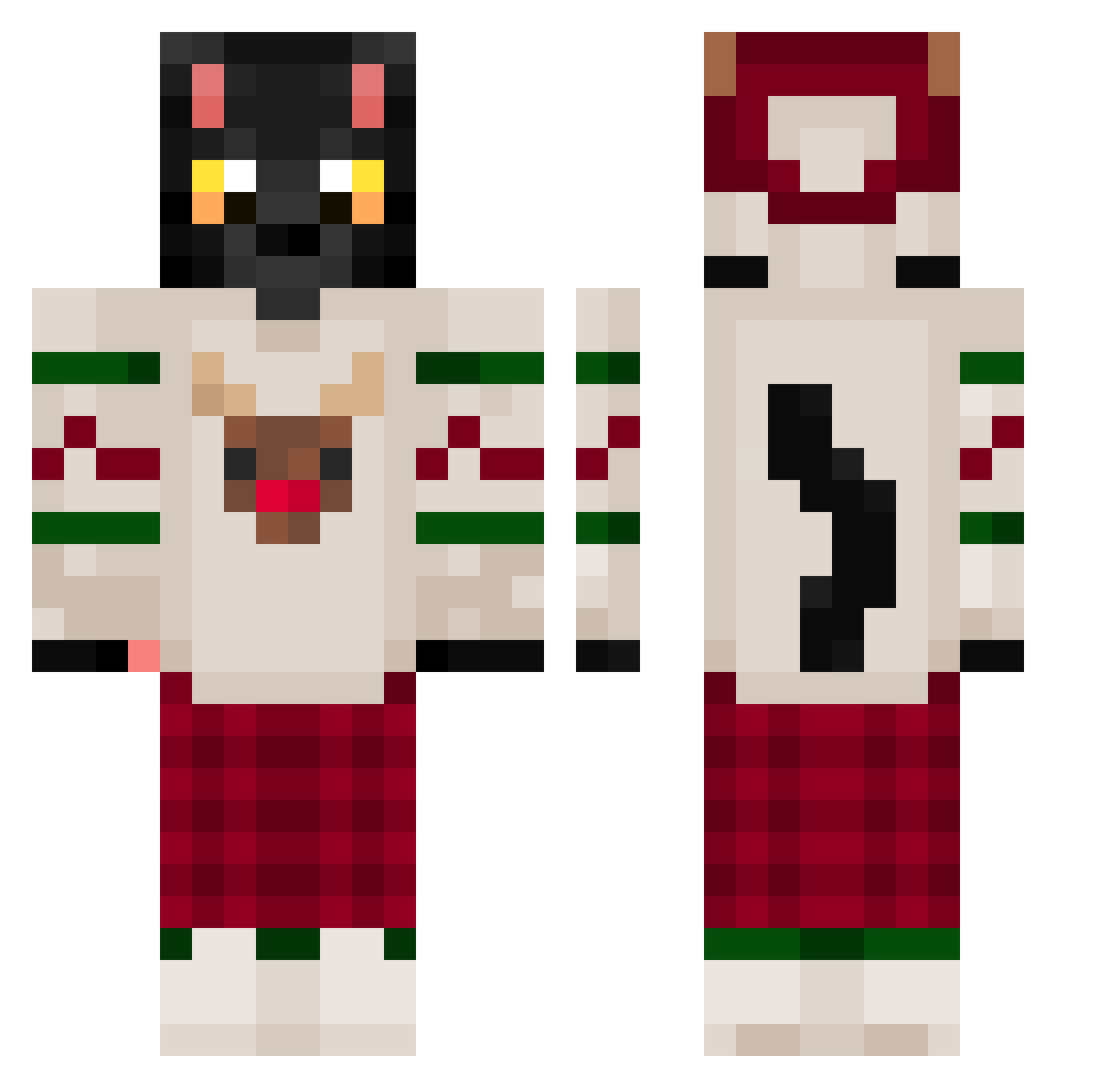NvmYes Minecraft skin, front and back view