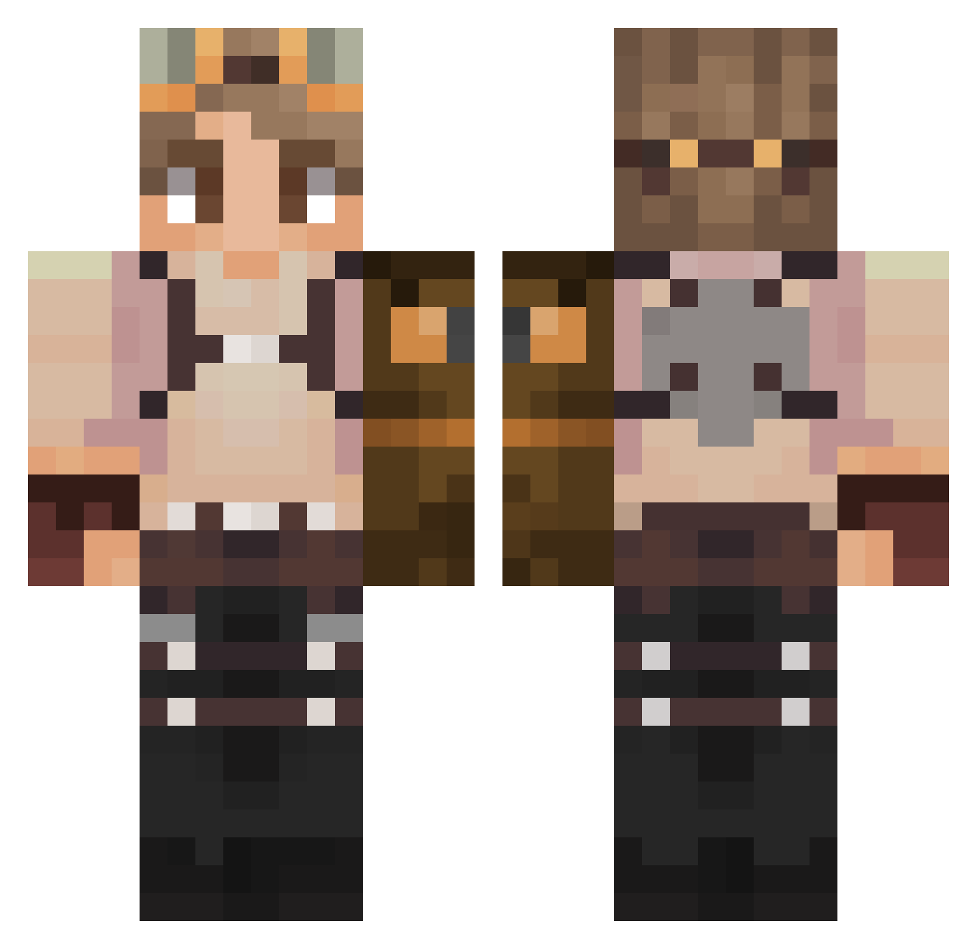 Yoni12s Minecraft skin, front and back view