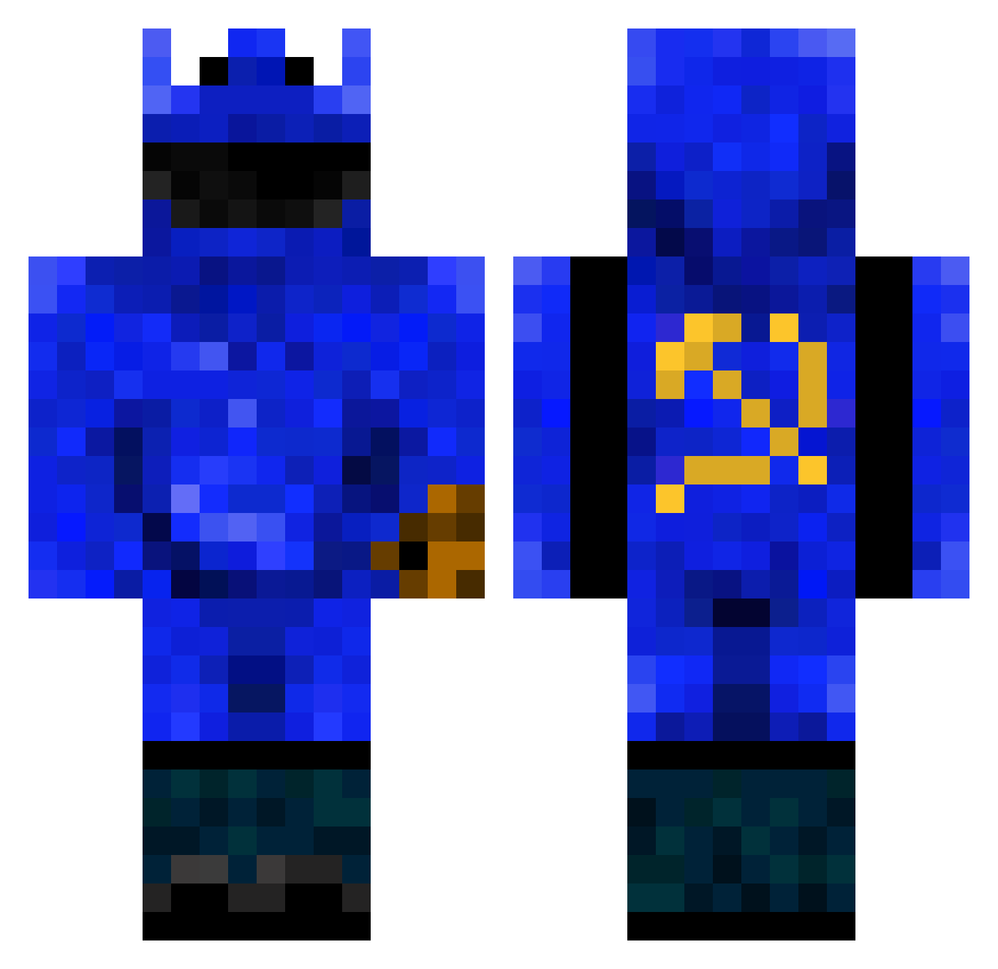 ZhaoTech Minecraft skin, front and back view