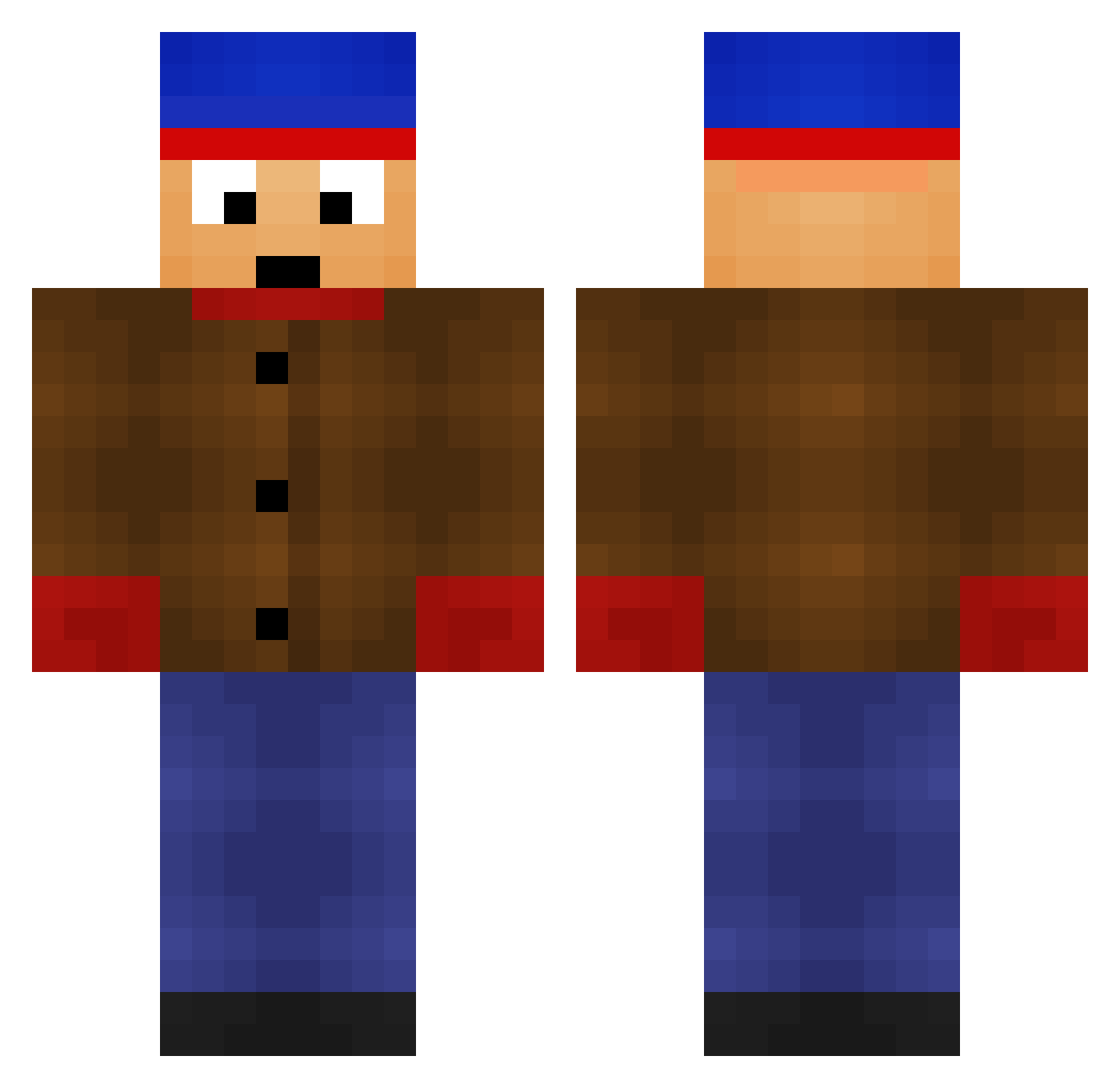 Stannimeister Minecraft skin, front and back view