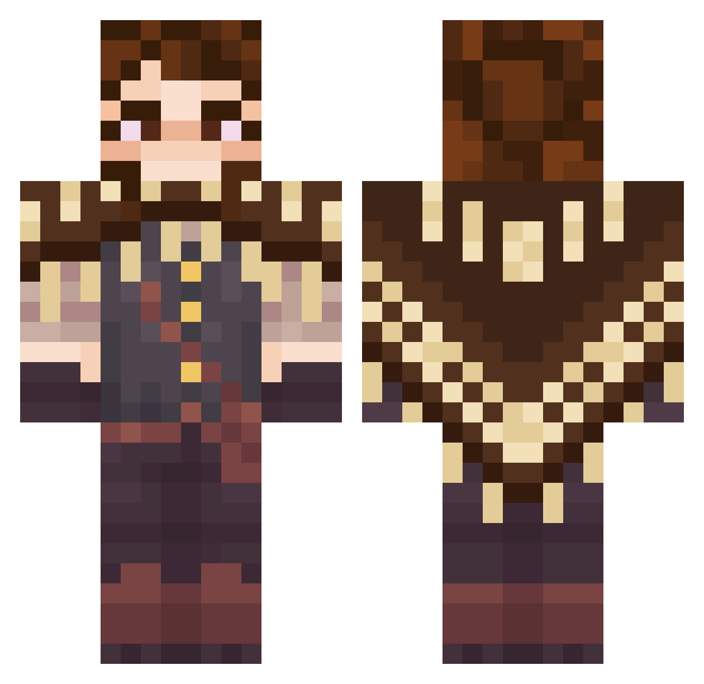 Jzon1 Minecraft skin, front and back view