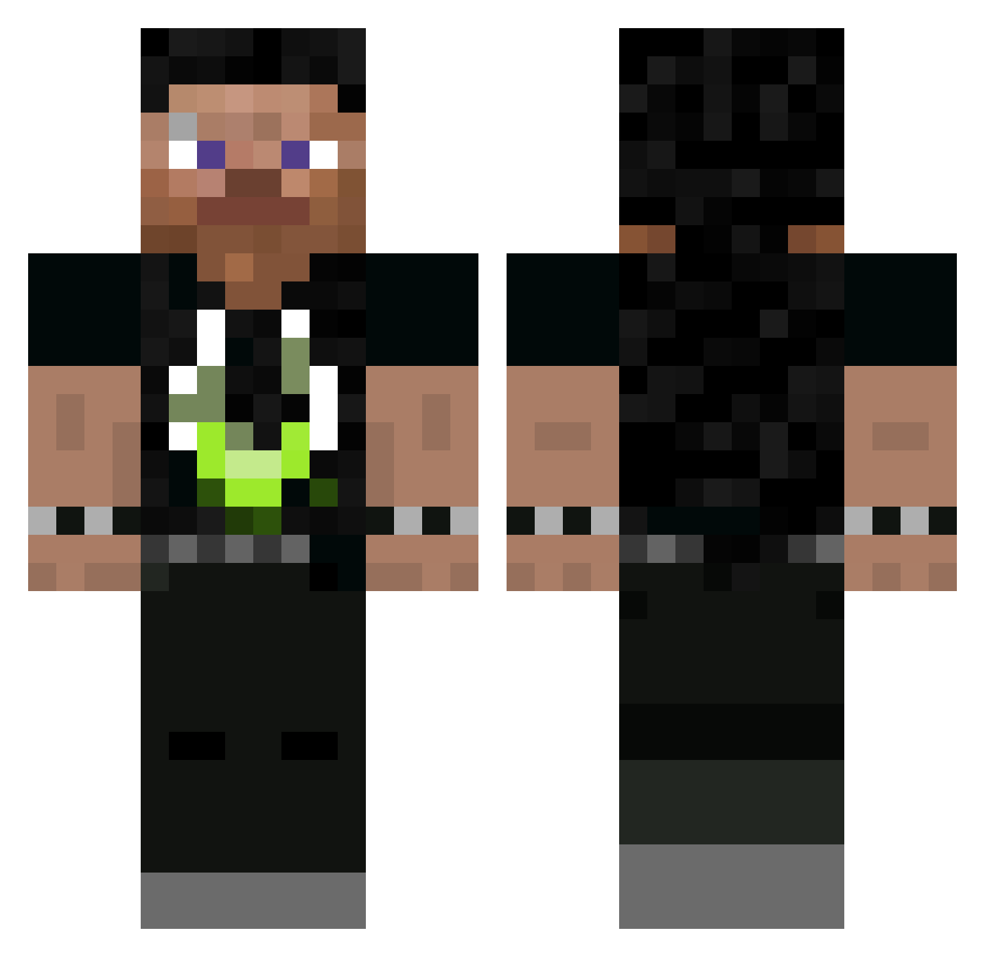 Tedeschis Minecraft skin, front and back view