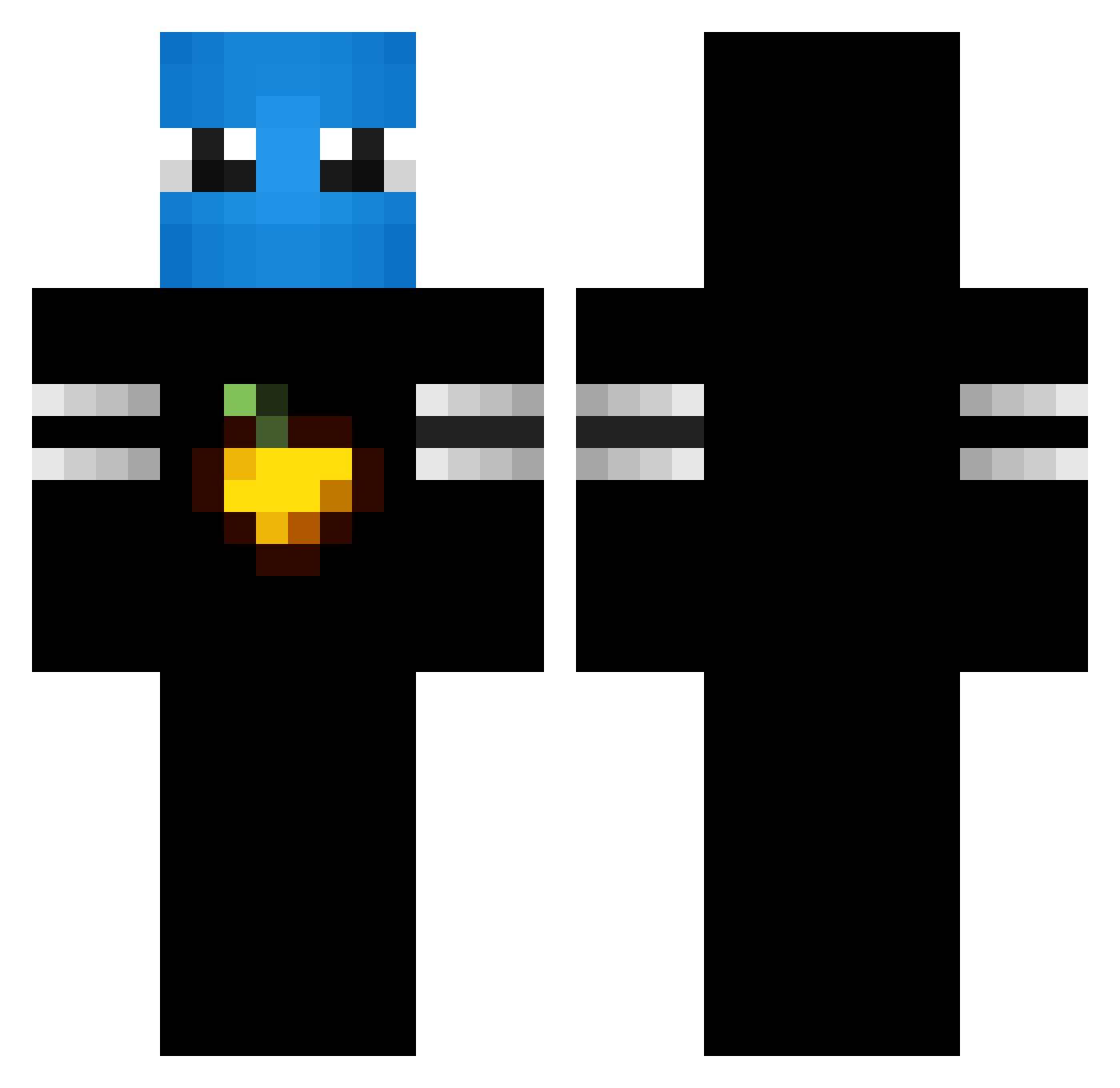 rvmi Minecraft skin, front and back view