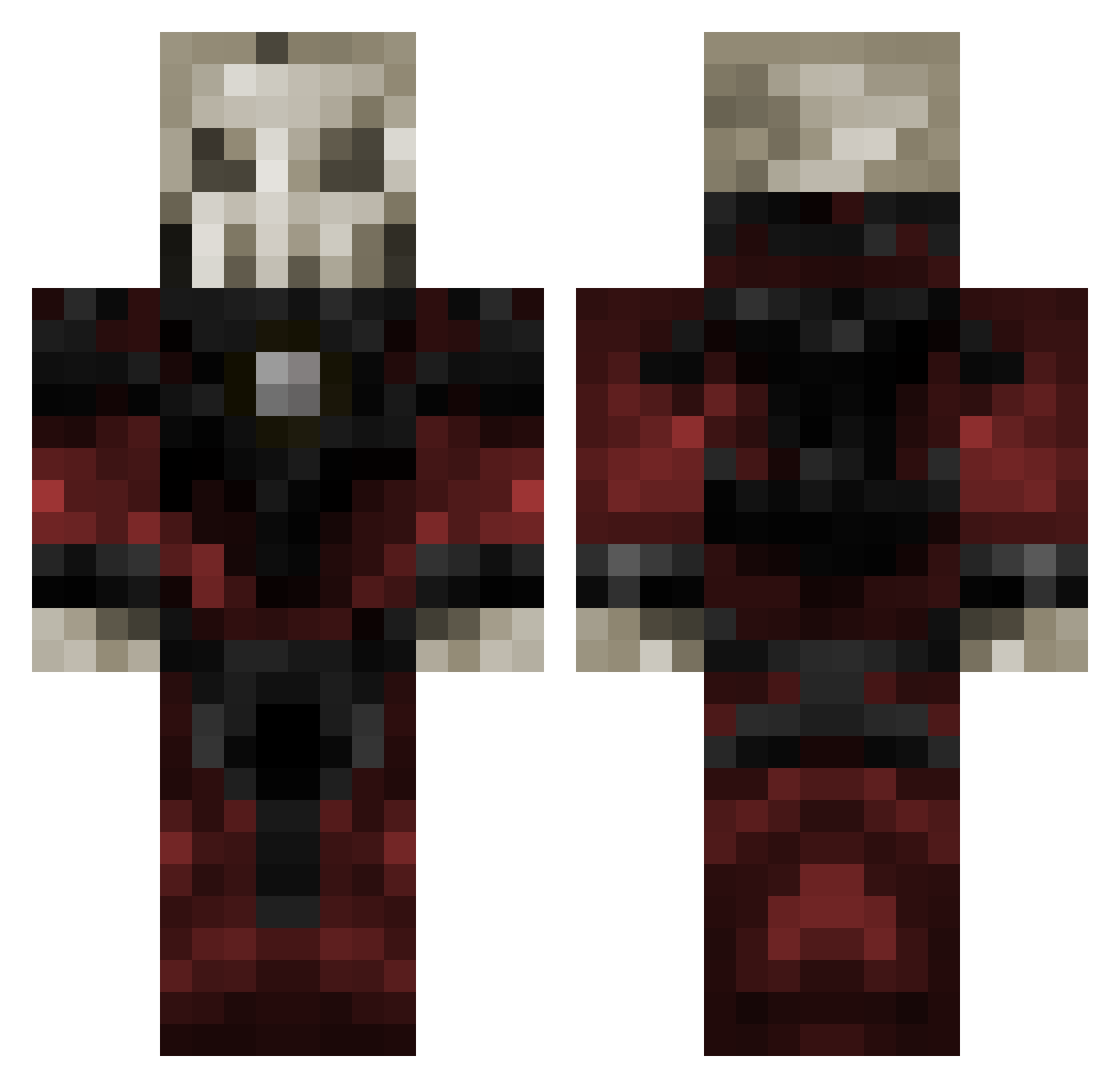 DAcarton Minecraft skin, front and back view