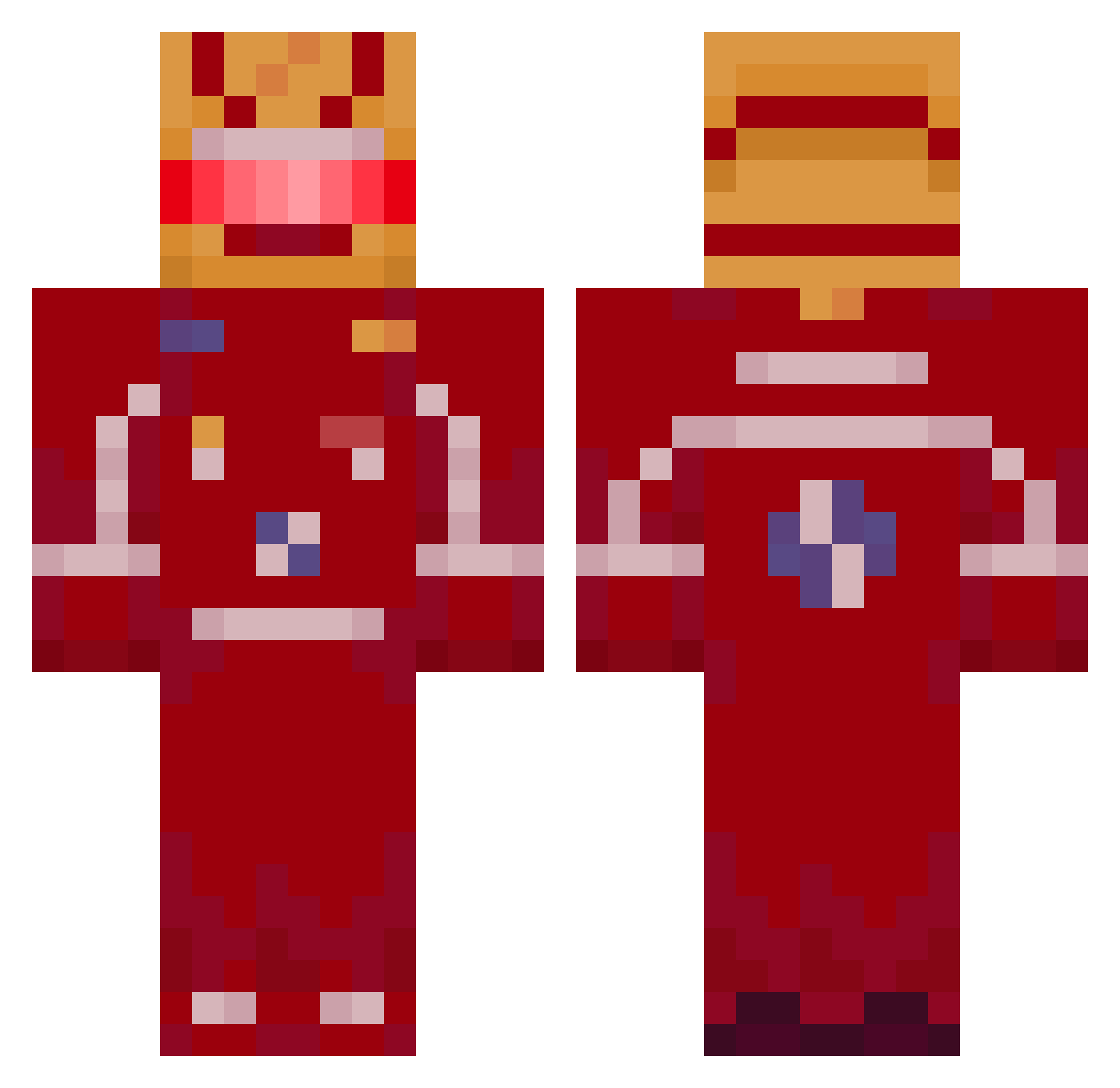 Pecasss Minecraft skin, front and back view