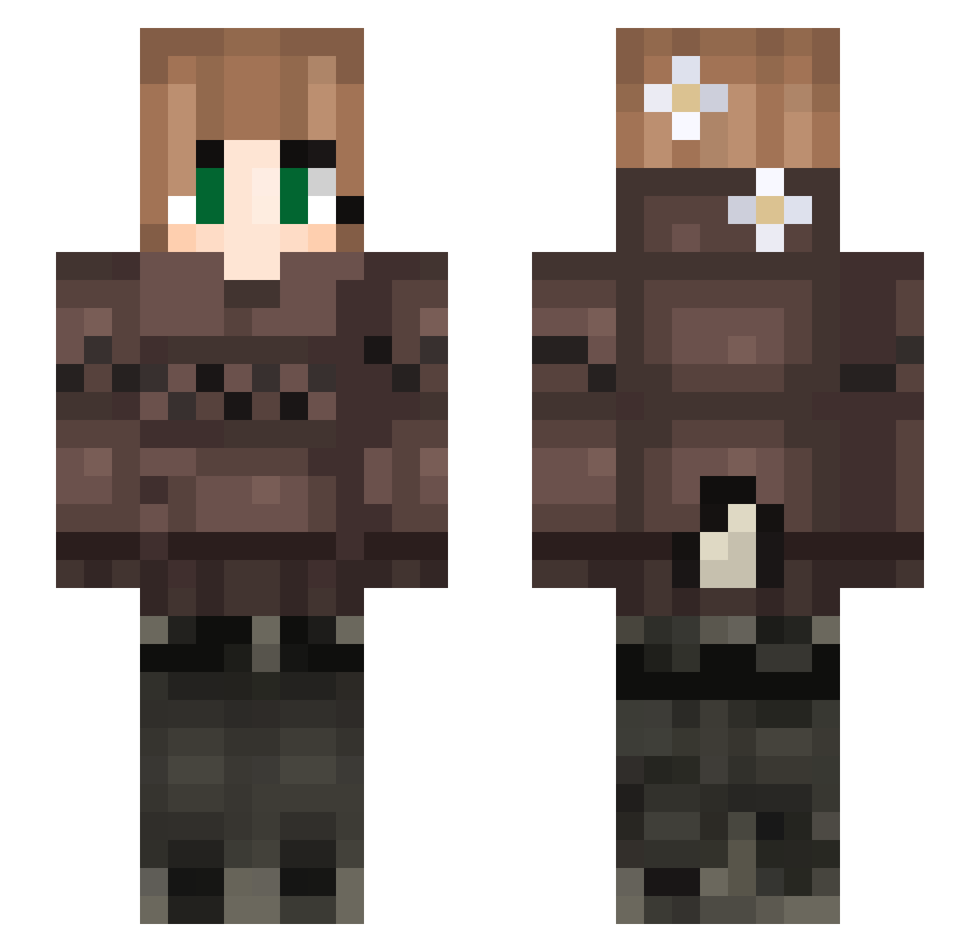 milohiselsewhere Minecraft skin, front and back view