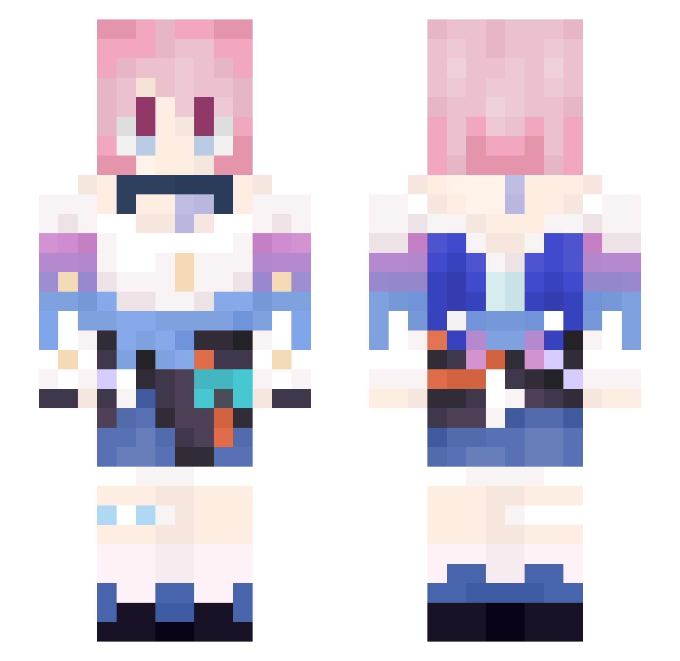 NotNayeon Minecraft skin, front and back view