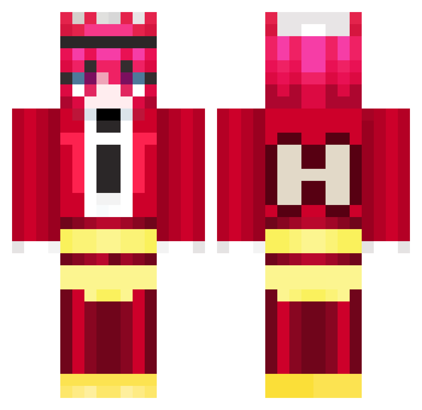 Zynixuu Minecraft skin, front and back view