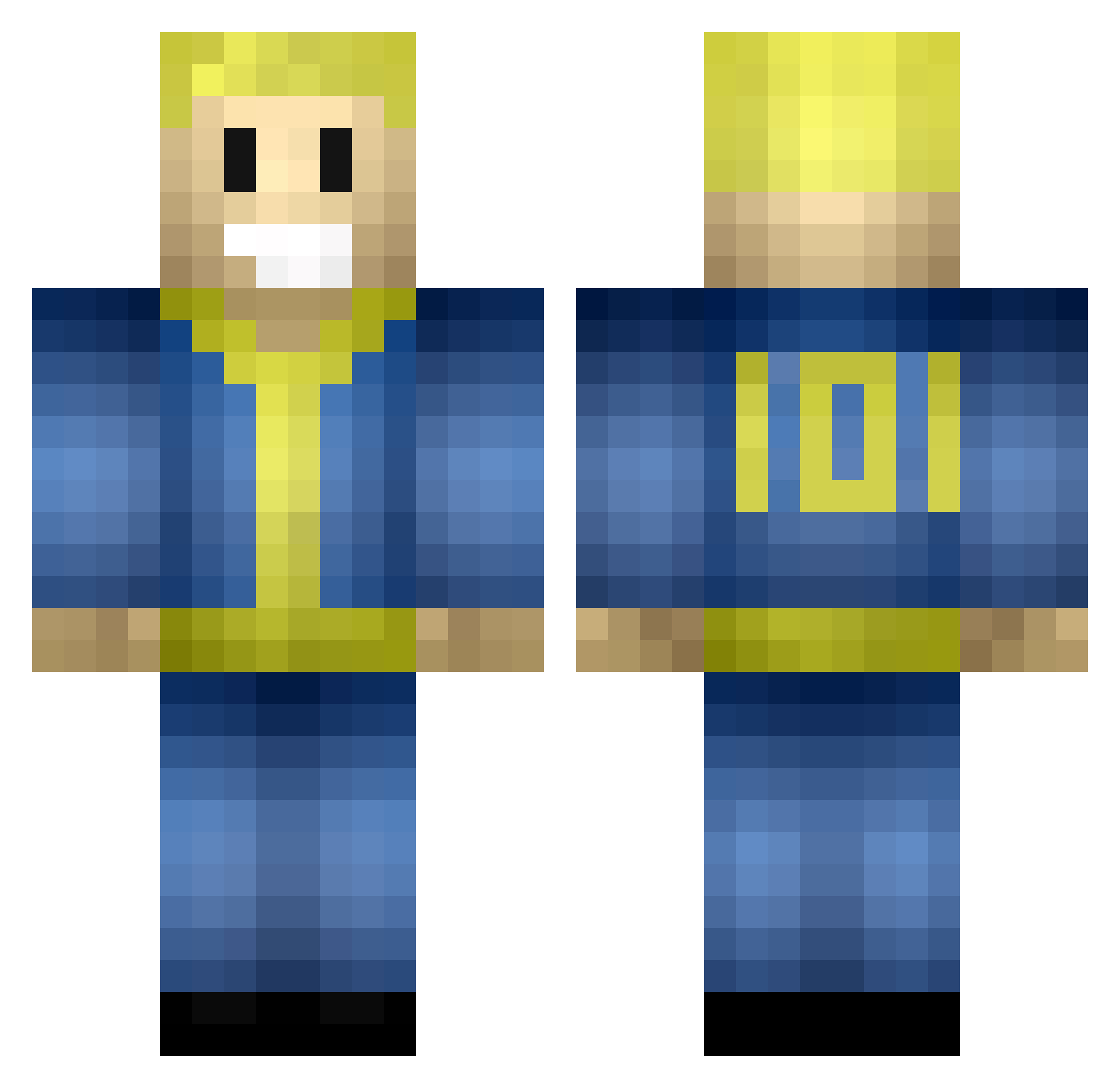 vlln Minecraft skin, front and back view